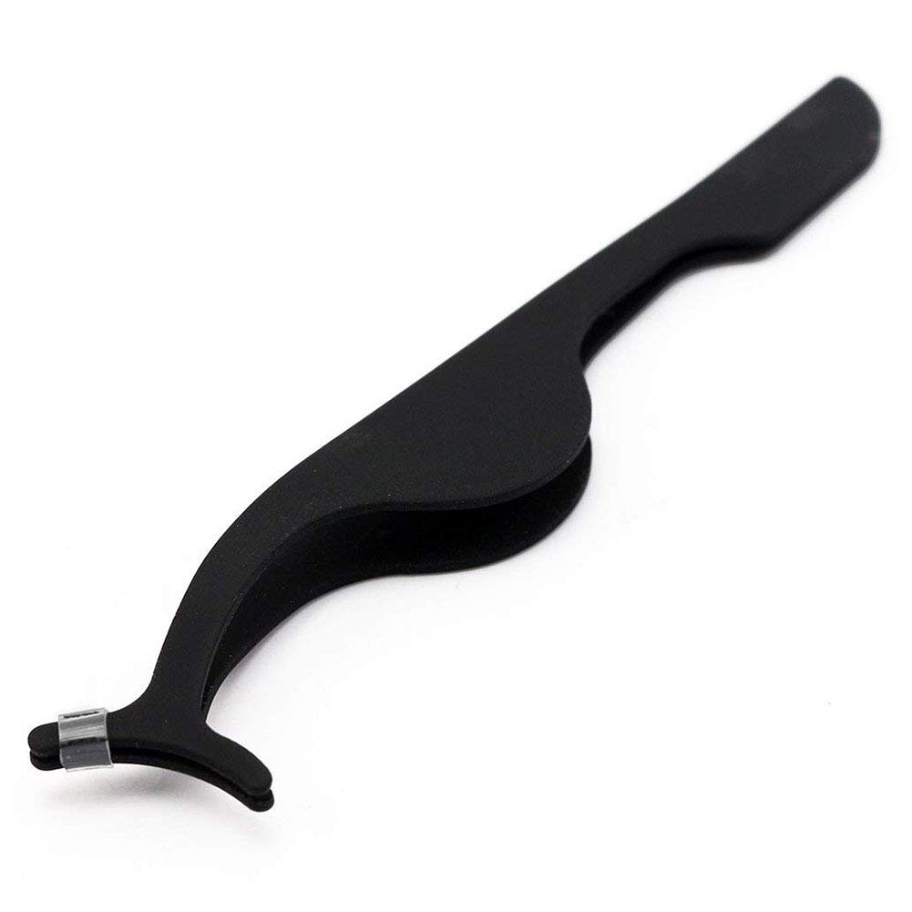 Beito 1PC Professional Stainless Steel Eyelash Tweezers - False Eyelash Applicator & Extension Tool for Easy Lash Application & Removal (Black) | Perfect for Salon, Home Use & DIY Beauty