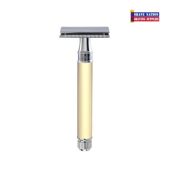 Edwin Jagger DEL8714BL Ivory Extra Long Safety Razor for Men - Classic Closed Comb Design for Smooth Shaving at Home or Travel