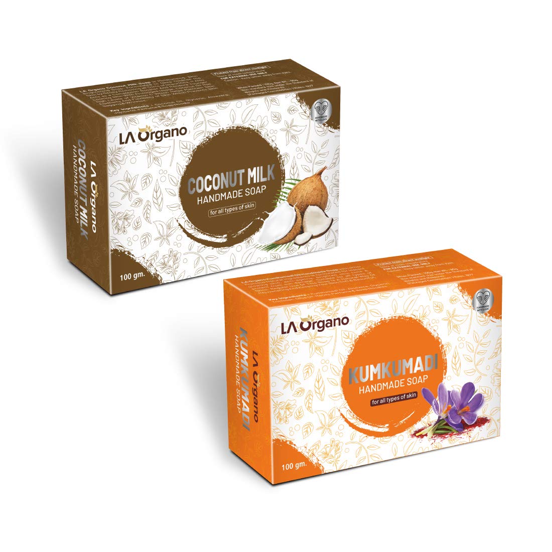 Organic Coconut Milk & Kumkumadi Handmade Bath Soap - 100g Each, Pack of 2 | Natural Skin Care for Dry & Sensitive Skin | Perfect for Spa Day & Relaxing Bath Time