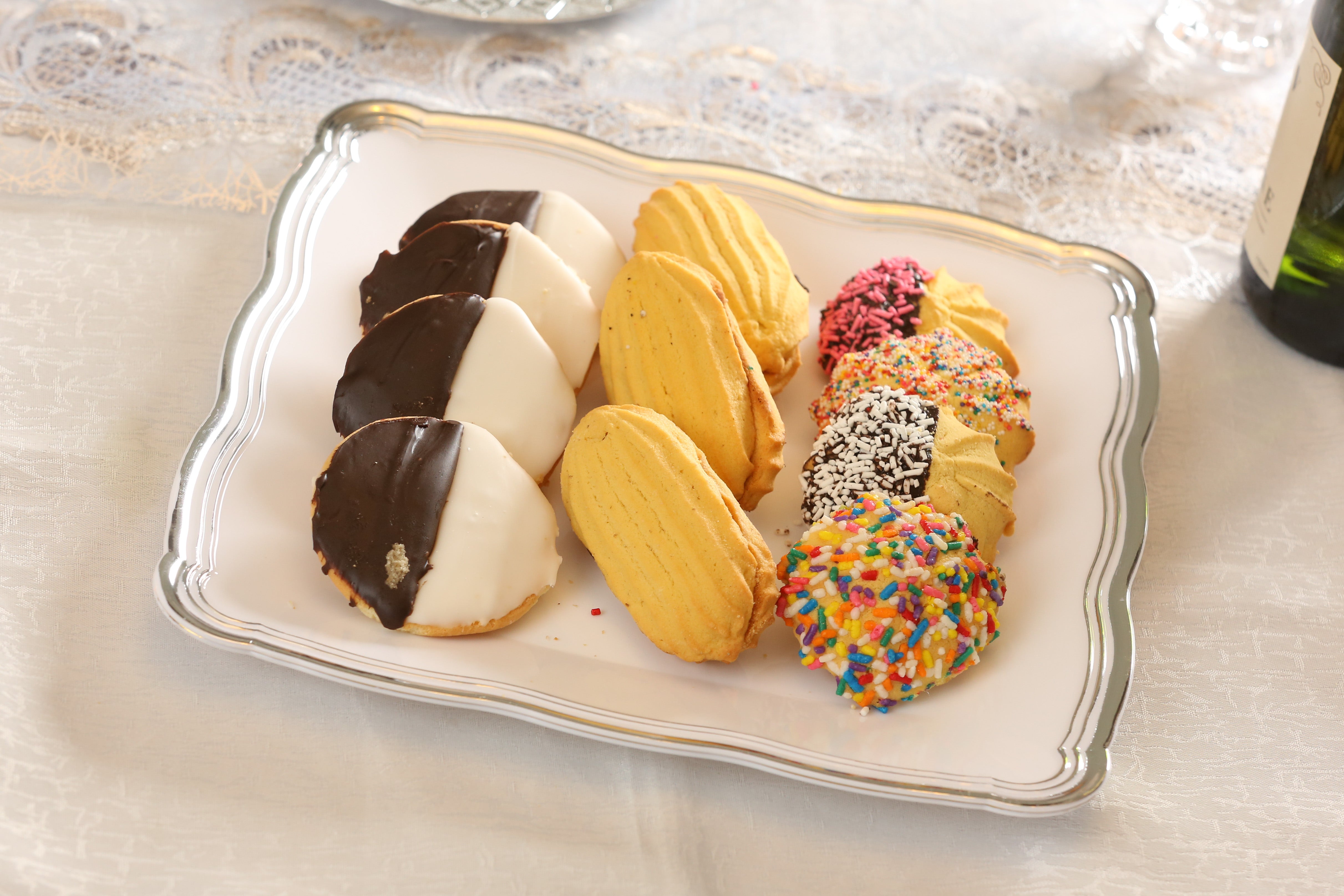 12x12 Inch Square White & Silver Rim Plastic Serving Trays - 6 Pack Set for Parties, Dining, and Home Decor