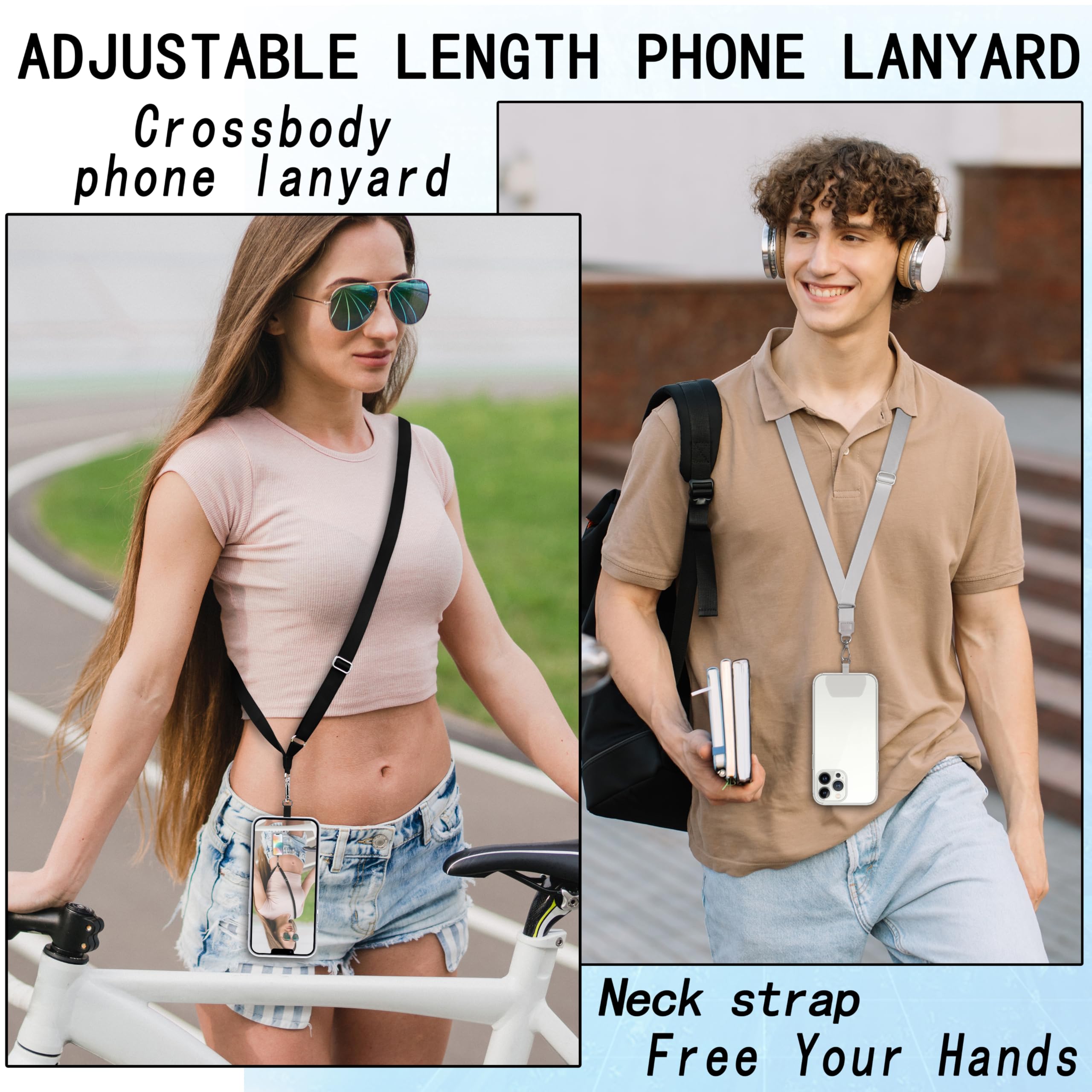 COOKOOKY Universal Phone Lanyard & Tether Tab Patches - Durable Strap Compatible with Most Phone Cases for Secure Hands-Free Use at Work, Travel, and Outdoor Adventures