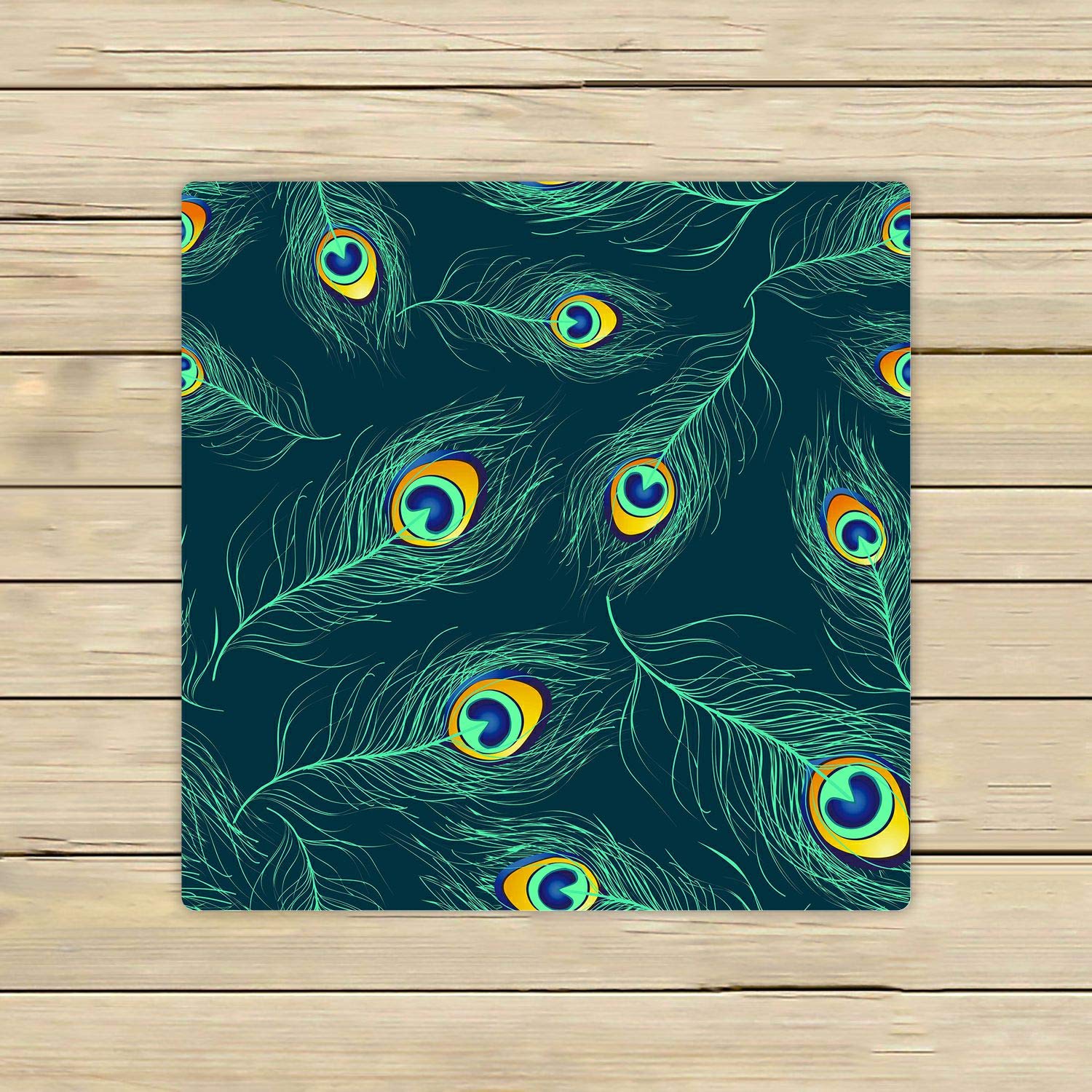 Premium Blue Green Peacock Feather Design Towels - 13x13 Inch Soft Absorbent Bath, Beach, Pool, Spa & Travel Towel - Perfect for Swimming, Yoga, Gym & Outdoor Activities