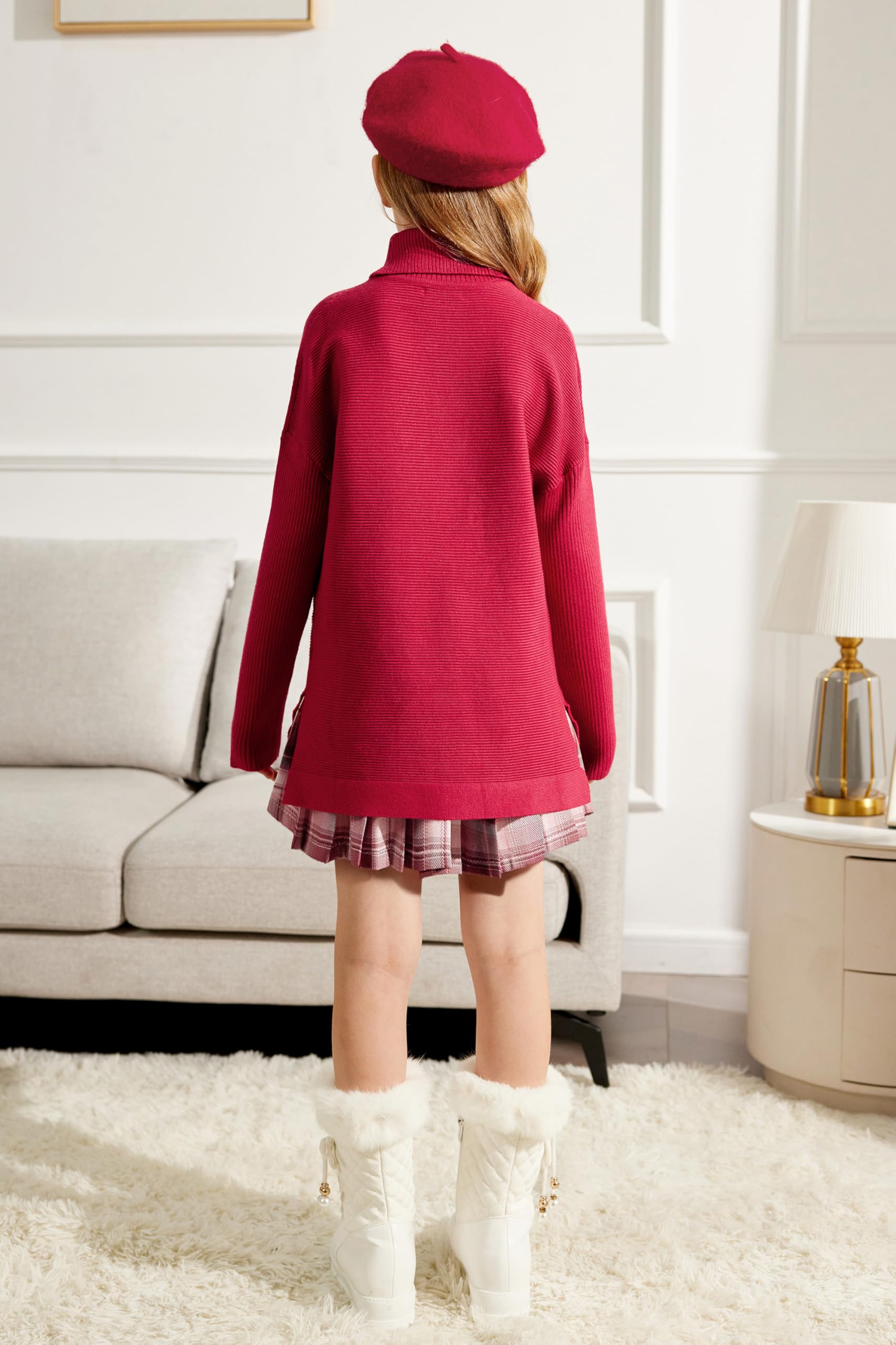 Arshiner Girls Chunky Knit Turtleneck Sweater - Long Sleeve Pullover Jumper Top for Kids | Warm Winter Wear, School Outfits & Holiday Dresses