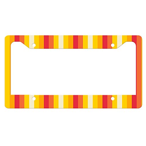 Red and Yellow Vertical Stripes License Plate Frame - Durable Car Accessory for Customization & Personalization - Perfect for Sports Fans, Car Enthusiasts & Gift Giving