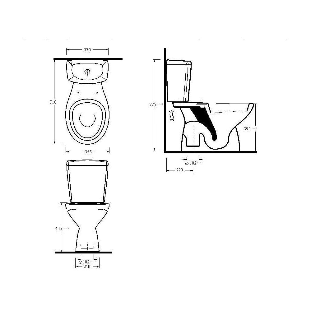 Ceramic Wall-Mounted Toilet with Soft Close Seat - Space Saving Vertical Design for Modern Bathrooms | Perfect for Small Bathrooms, Apartments & Contemporary Homes