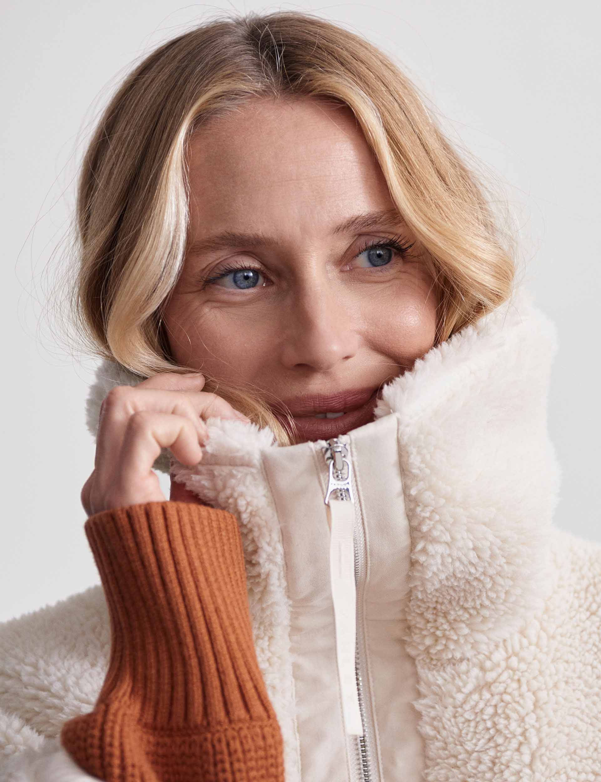 Logan Sherpa Coat for Women - Soft Fleece Lined Winter Jacket in Sandshell - Cozy Outerwear for Cold Weather & Outdoor Adventures