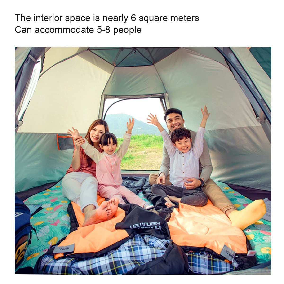 4-Person Waterproof Pop-Up Camping Tent with Moisture-Proof Mat - Instant Setup Family Tent for Outdoor Adventures, Beach Picnics & Music Festivals (Large Size) - Perfect for Backpacking, Hiking & Summer Camping Trips