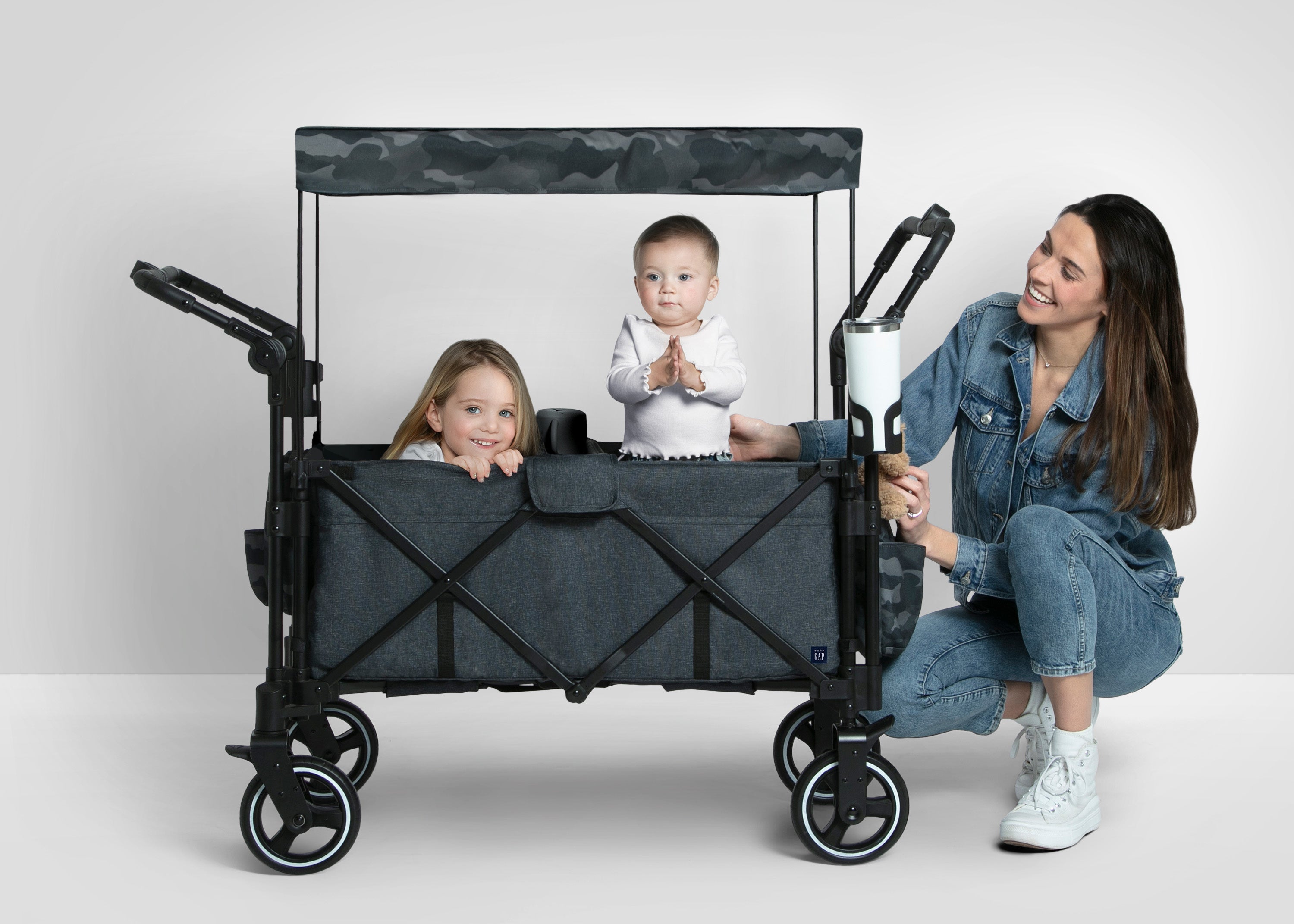 BabyGap Explorer Deluxe Stroller Wagon - All-Terrain 4-Wheel Stroller with Canopy & Storage | Perfect for Family Outings, Beach Trips and Park Adventures
