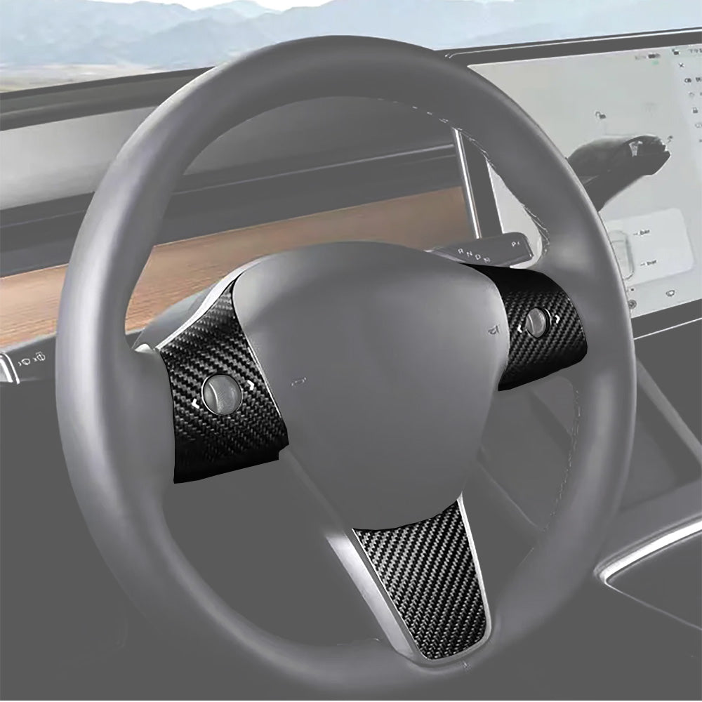 Premium Real Dry Carbon Fiber Steering Wheel Cover for Tesla Model 3 (2017-2023) & Model Y (2020-2024) - Custom Fit Interior Upgrade | Enhances Grip & Style for Driving Comfort