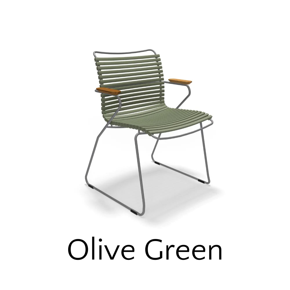 CLICK Outdoor Dining Armchair - Weather-Resistant Patio Chair for Garden, Poolside & Restaurant Use - Comfortable Aluminum Bistro Seating with Cushion Option