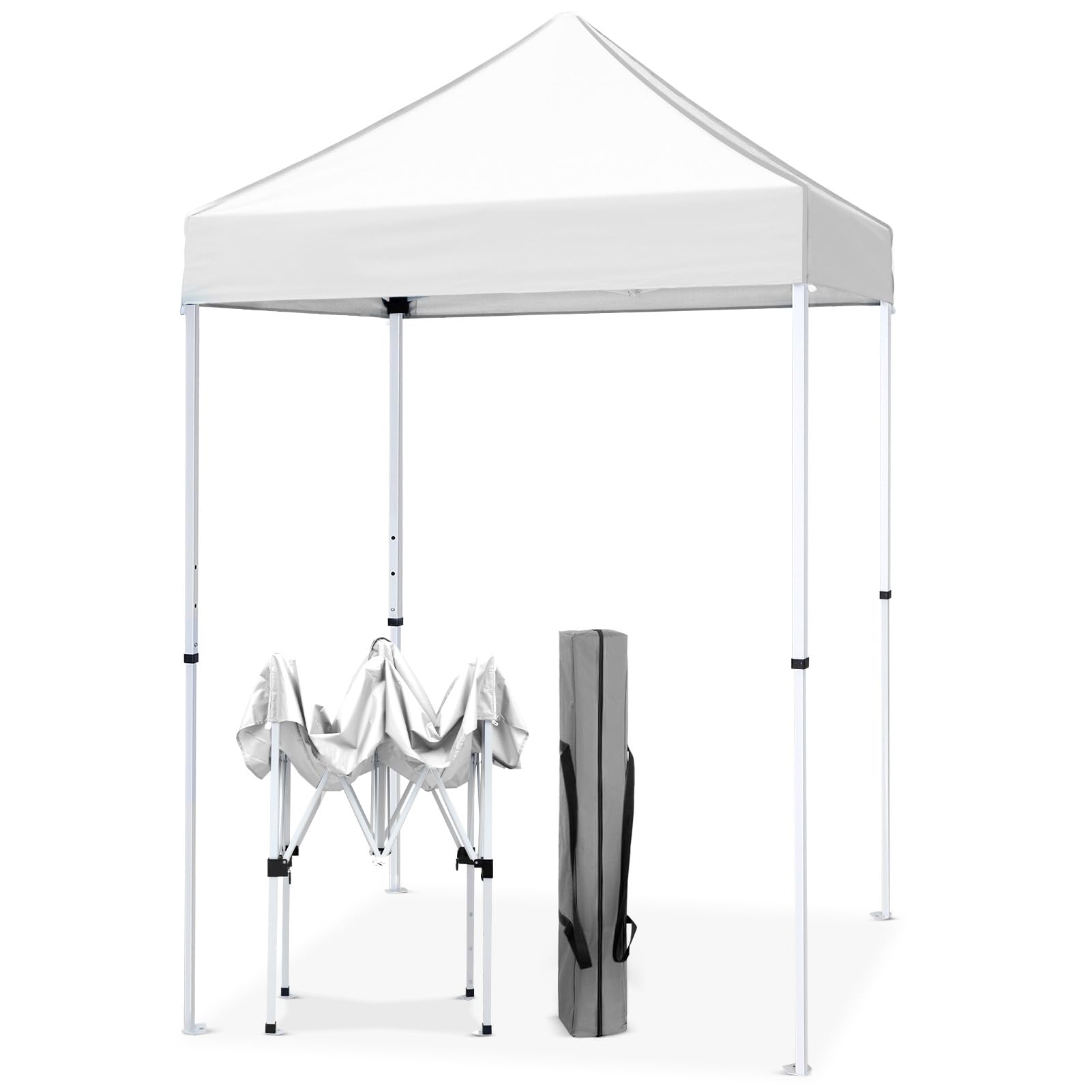 EAGLE PEAK 5x5 Pop Up Canopy Tent - Instant Outdoor Shelter with Easy Set-Up, Straight Leg Folding Design (White) - Perfect for Backyard Parties, Beach Outings, and Camping Trips