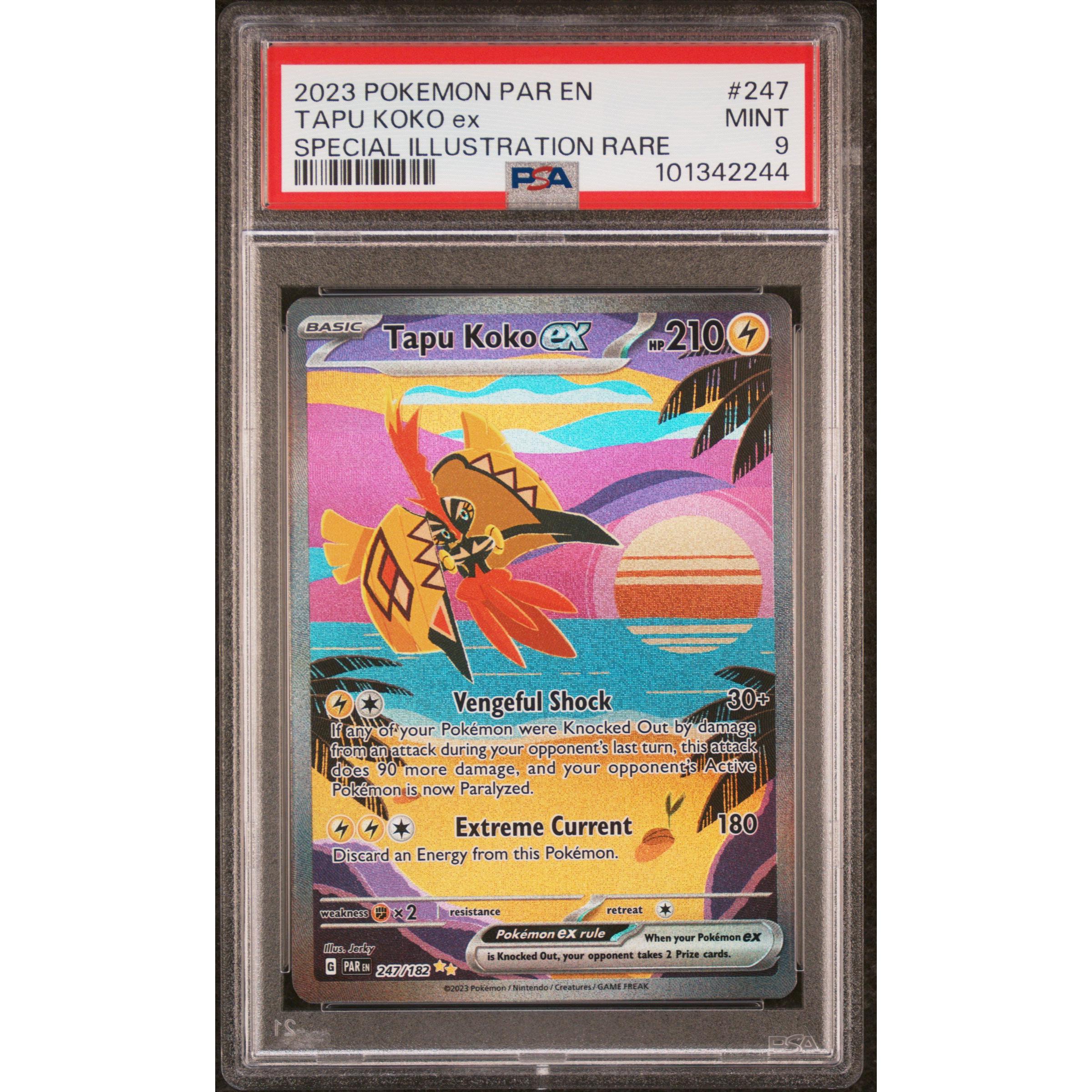 2023 Pokemon Paradox Rift Tapu Koko 247/182 PSA 9 Graded Card - Rare Collectible for Trading Card Game (TCG) Players & Pokemon Fans | Perfect for Display, Investment & Competitive Play