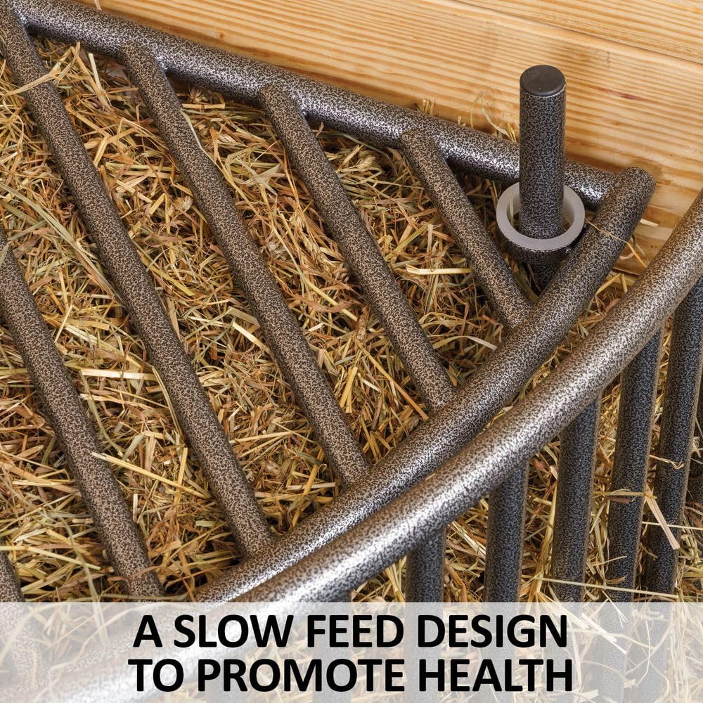 Slow Feed Corner Hay Rack for Horses - Durable Gray Armor Design | Reduce Waste & Improve Equine Digestion | Perfect for Stables, Barns & Pasture Feeding