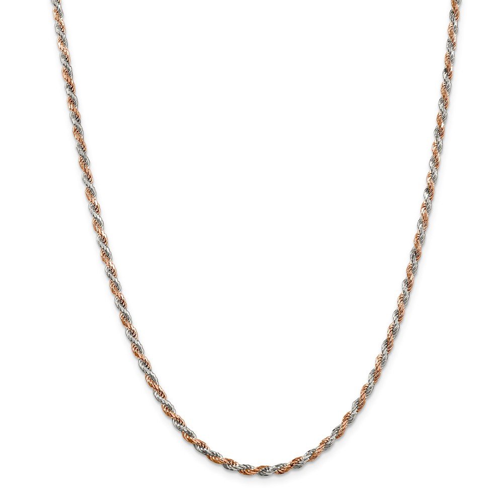 2.5mm Sterling Silver Rose Gold Vermeil Diamond-Cut Rope Chain Necklace - Perfect for Everyday Wear, Gifts & Special Occasions