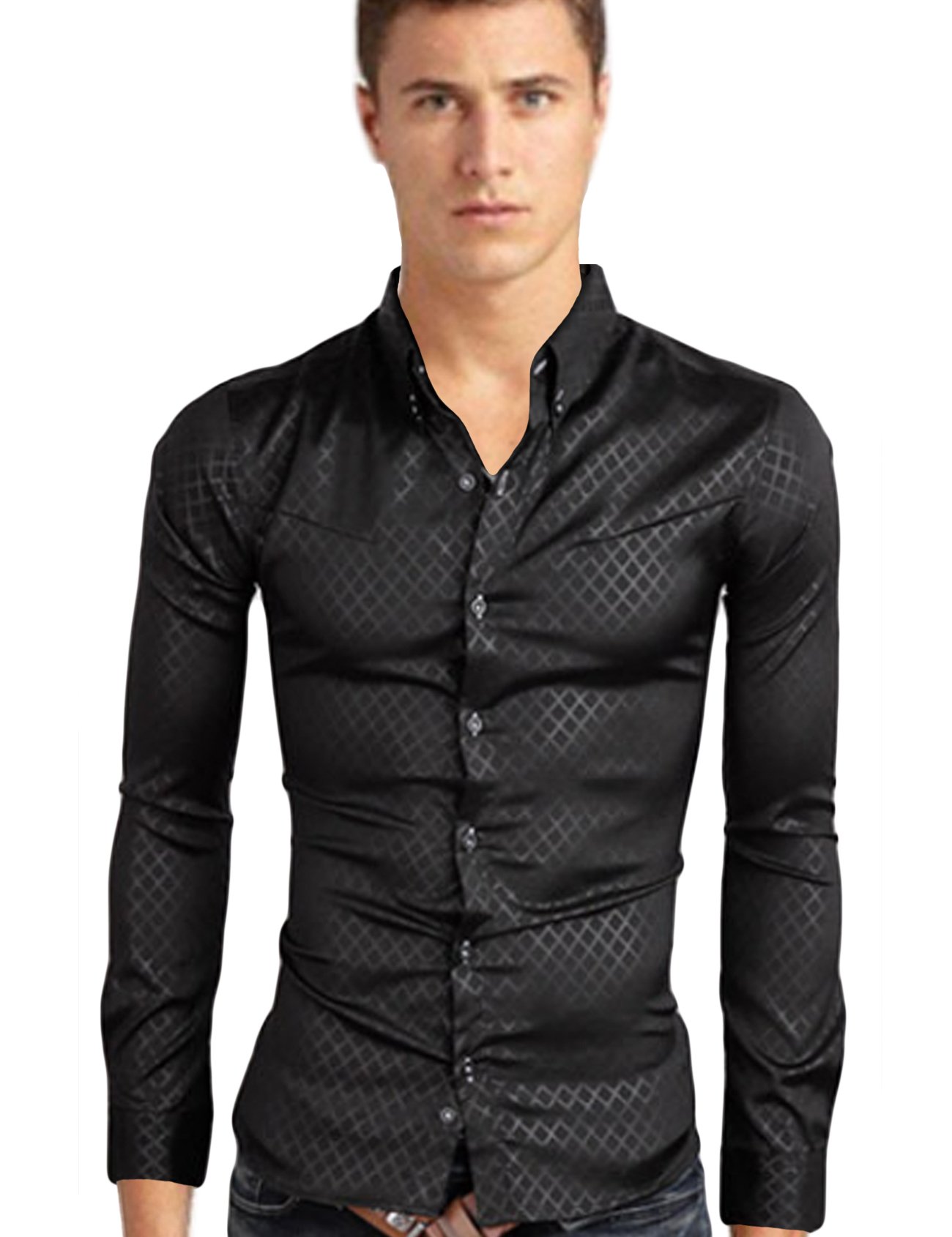 Premium Men's Dress Shirt - Slim Fit Grid Pattern Formal & Casual Button Down Shirt for Office, Business Meetings & Special Occasions