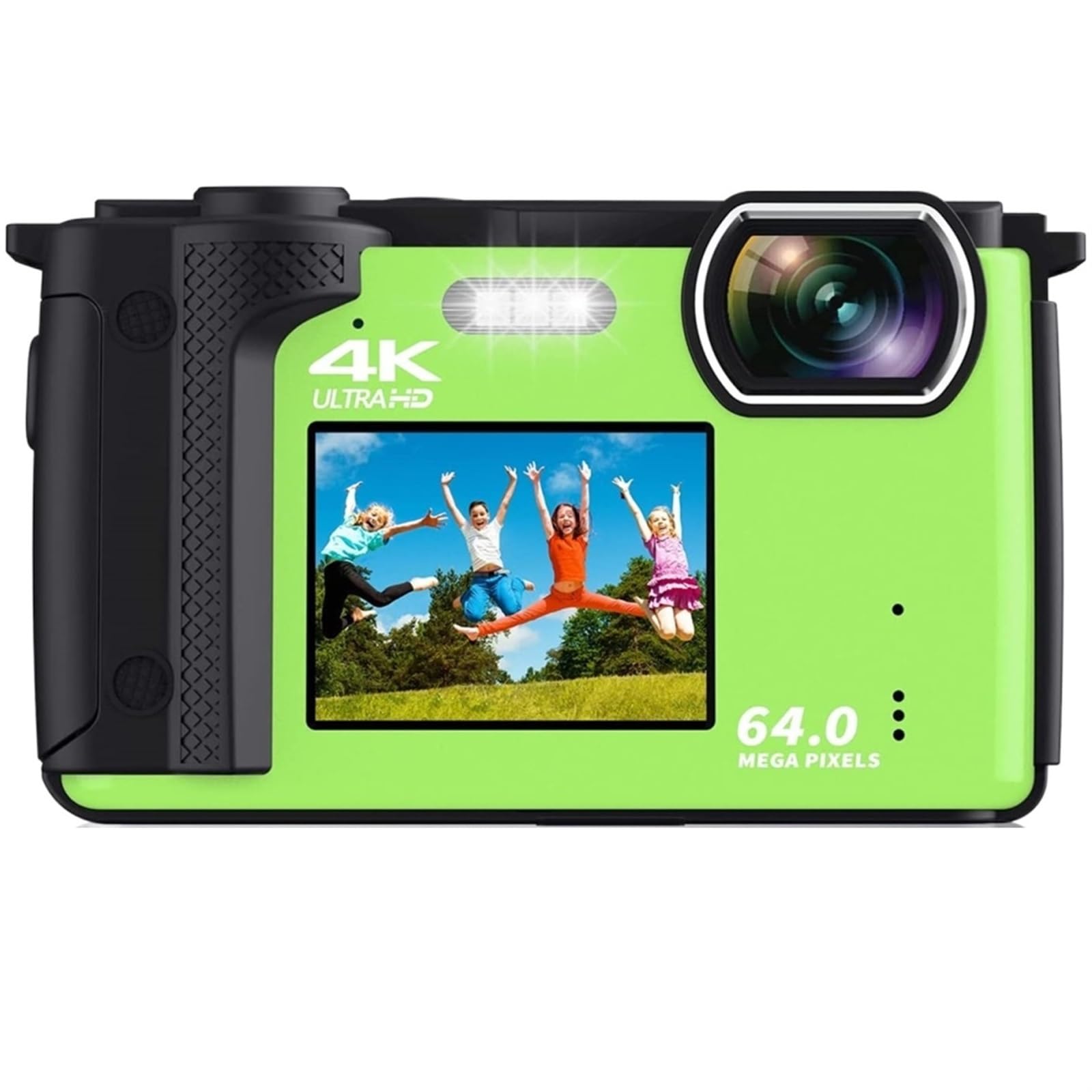 MZZYG 4K UHD Dual Screen Video Camera - 64MP Photography Camera with 16X Zoom, Selfie Recorder & Vlog Camcorder for YouTube, Live Streaming Webcam (Includes 128GB SD Card & 2 Batteries) - Perfect for Travel Vlogging, TikTok Videos, and Home Video Recording