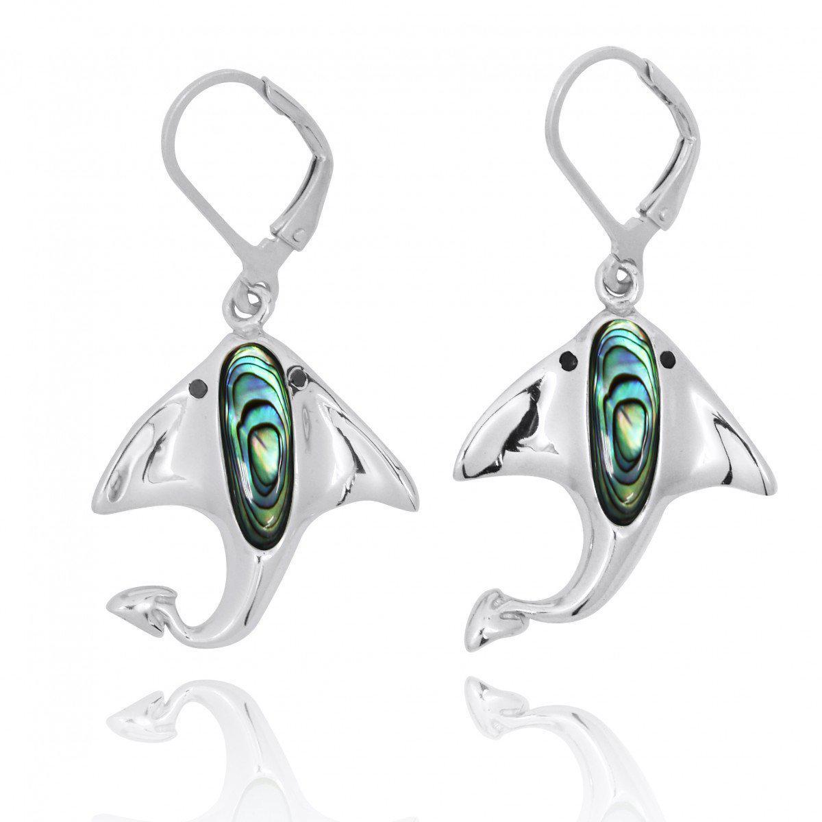 Stunning Manta Ray Earrings with Genuine Abalone Shell - Handmade Boho Jewelry for Women - Perfect for Beach Vacations & Summer Outfits