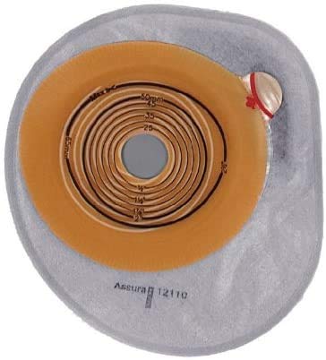 Assura One-Piece Colostomy Pouch - 5 Inch Length, 13/16 to 2-1/8 Inch Stoma Size - Closed End Non-Convex Design (Trim to Fit) - Ideal for Daily Use, Travel & Active Lifestyle