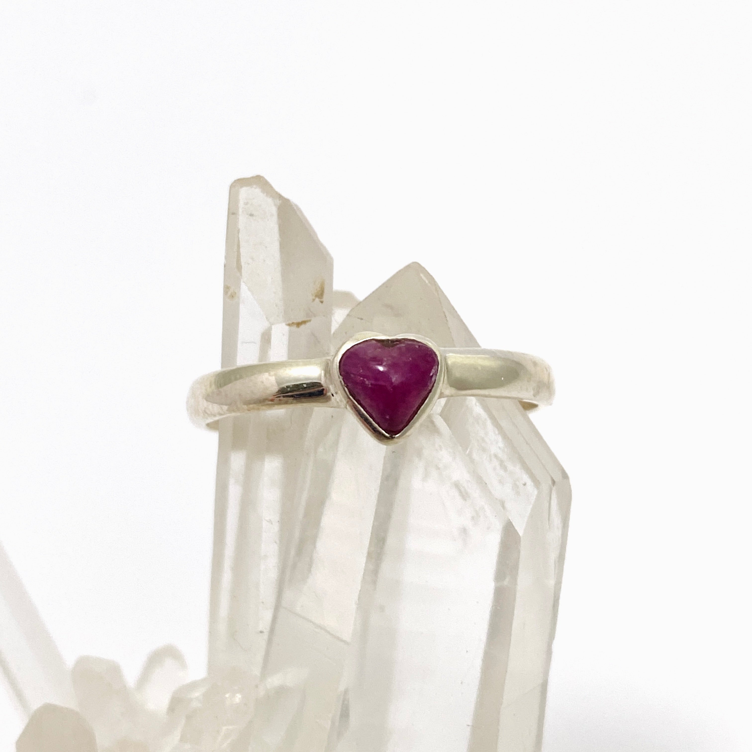 Ruby Heart Cabochon Petite Ring Size 9.5 PRGJ700 - Elegant Sterling Silver Jewelry for Women, Perfect for Valentine's Day Gifts & Romantic Occasions