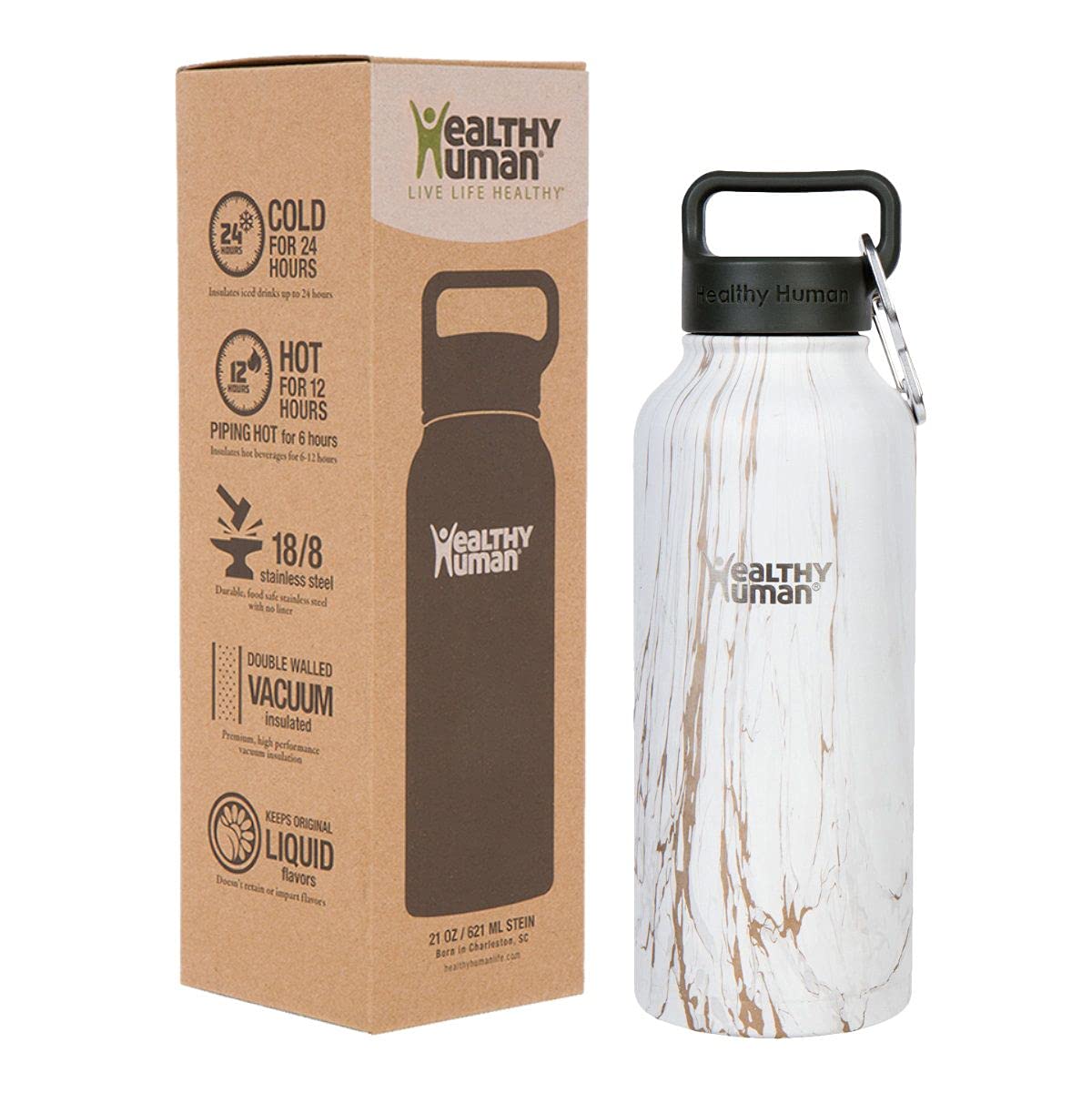 Healthy Human BPA Free Stainless Steel Insulated Water Bottle - Perfect for Sports, Travel, and Outdoor Adventures