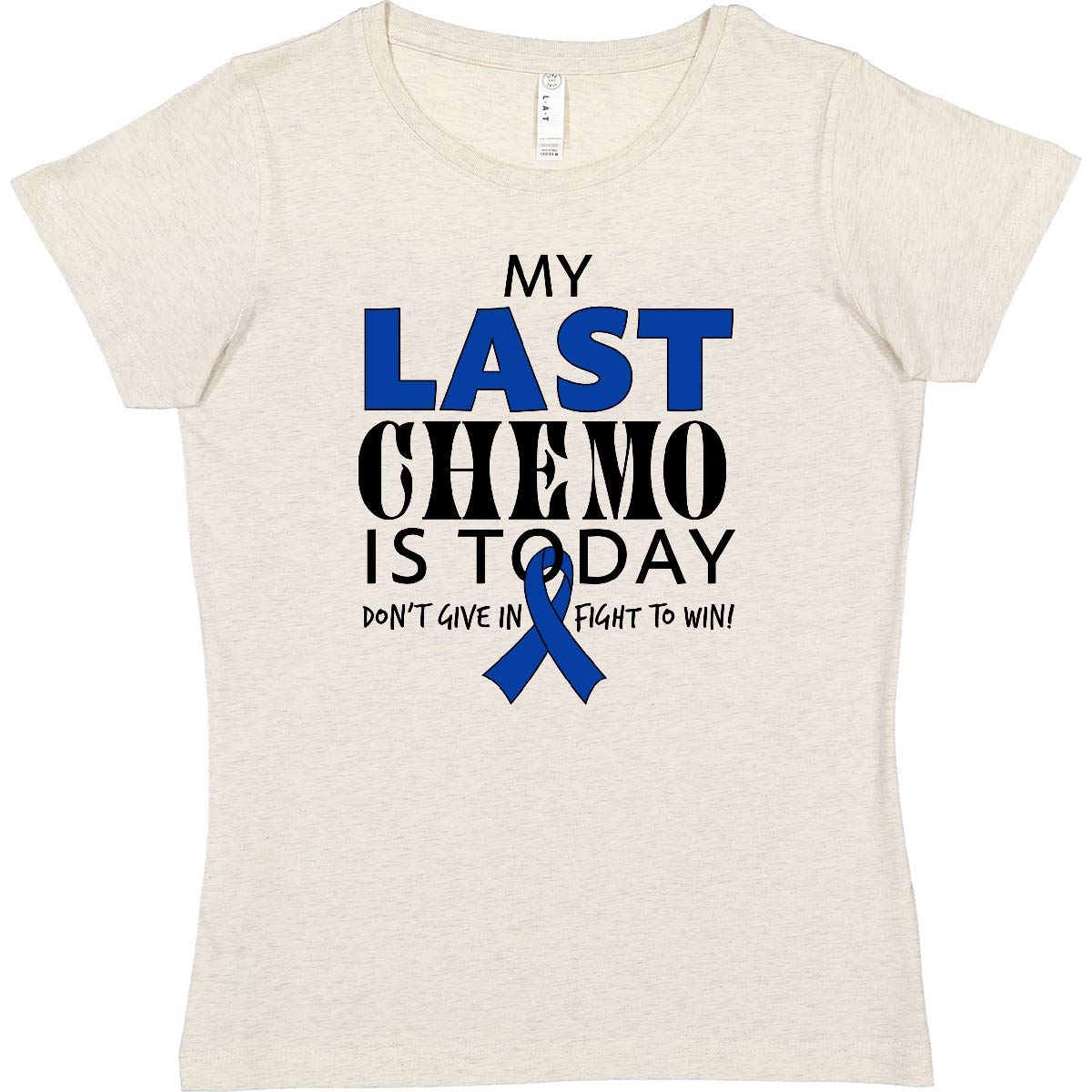 Inktastic My Last Chemo is Today Don't Give in, Fight to Win Women's T-Shirt - Inspirational Cancer Survivor Gift for Chemotherapy Patients & Warriors