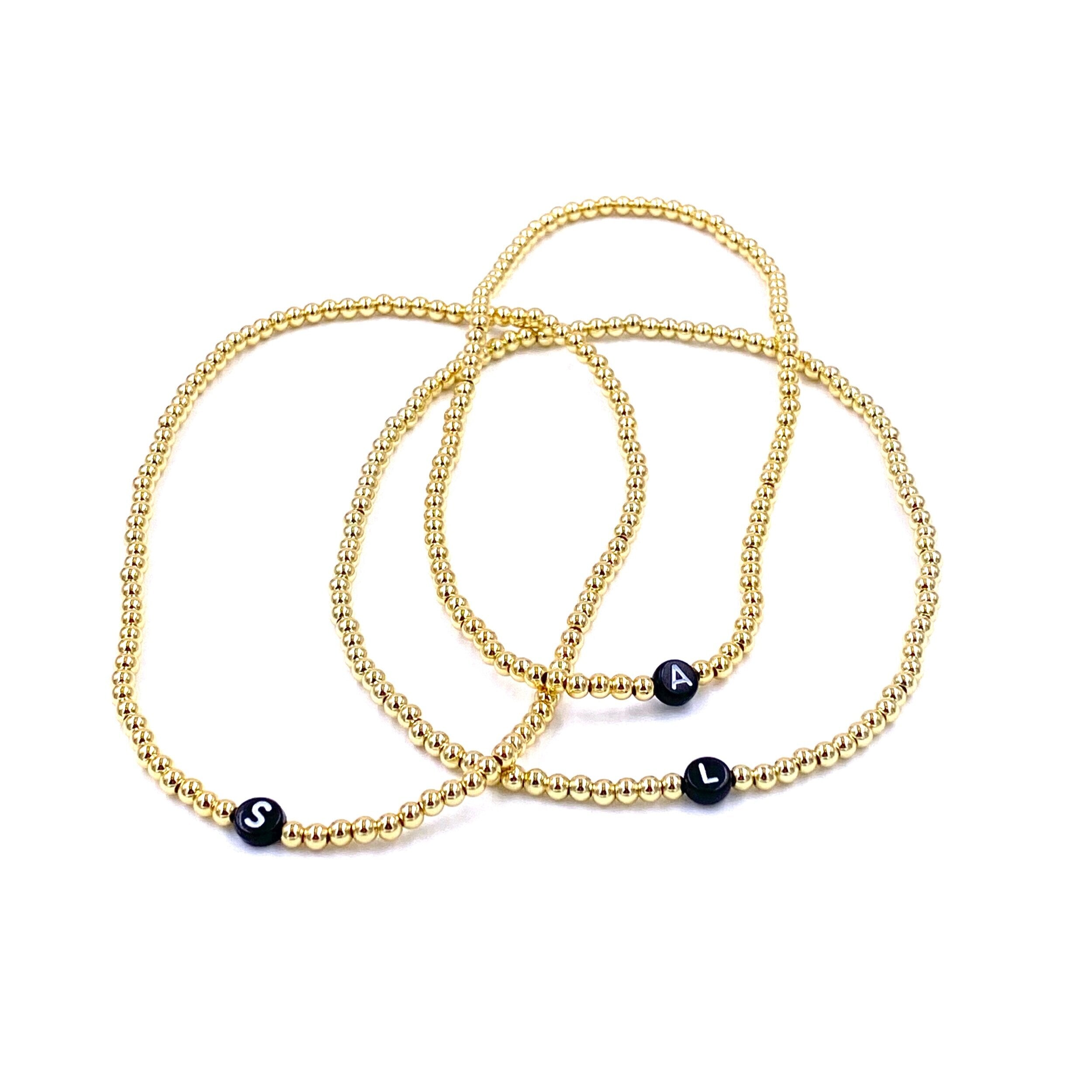 Ashley Gold Stretch Gold Plated Ball Bead Choker Initial Necklace - Elegant Personalized Jewelry for Women | Perfect for Parties, Date Nights & Gifts