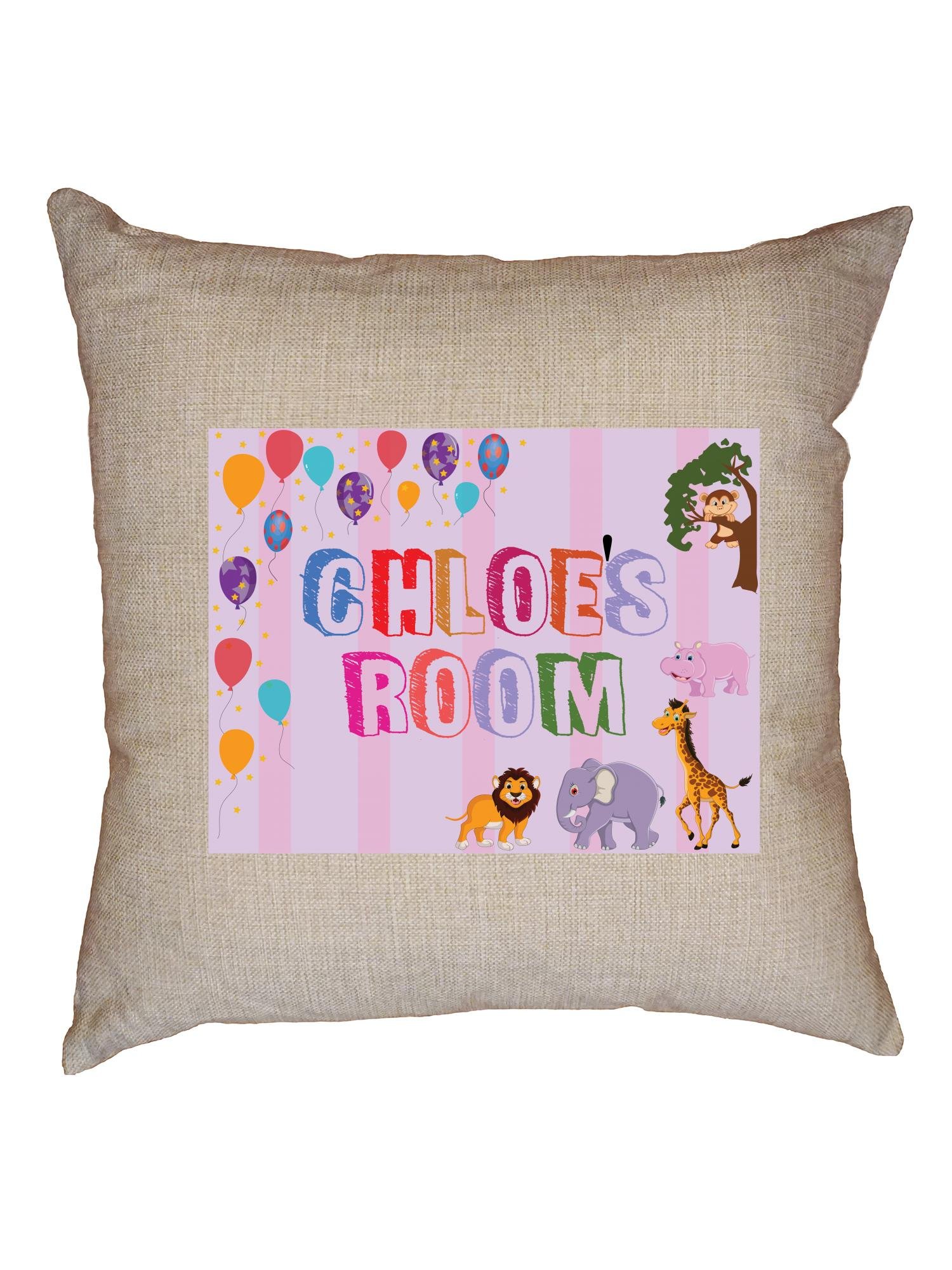 Hollywood Thread Chloe's Room - Boys Birthday Gift - Balloon & Animal Print Decorative Linen Throw Pillow Cover with Insert - Perfect for Kids Bedroom, Nursery Decor and Birthday Party Decorations