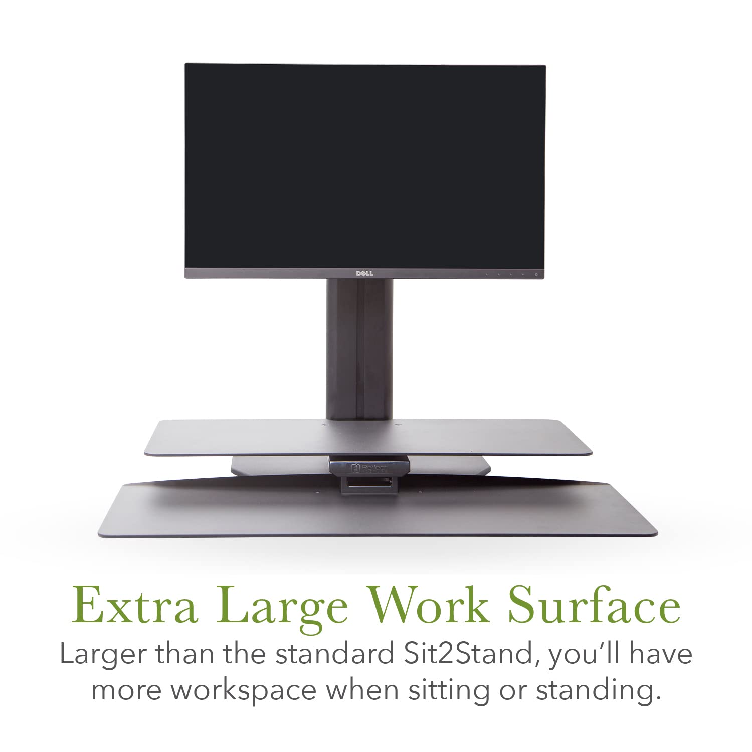 Sit2Stand Plus Adjustable Height Standing Desk Converter for Single Monitor - Black/Black (Large Size) - Perfect for Home Office, Workstation & Ergonomic Workspace Setup