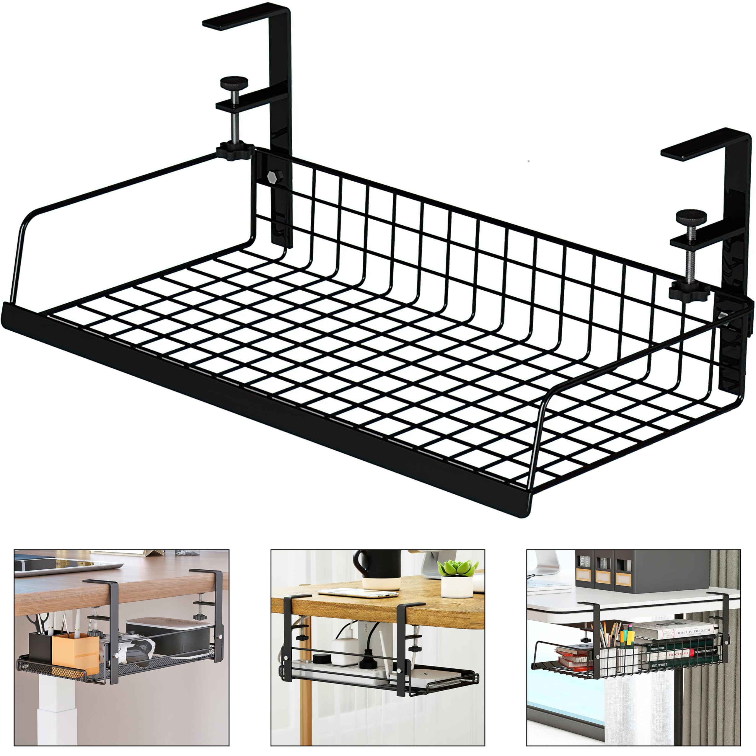 Under Desk Cable Management Tray - Large Wire Organizer Shelf for Computer Cords & Wires - Perfect for Home Office, Gaming Setup & Workspace Organization