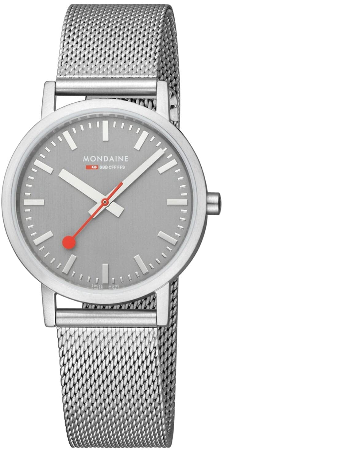 Mondaine Classic 36mm Stainless Steel Brushed Watch for Men & Women - Perfect for Business, Casual & Everyday Wear