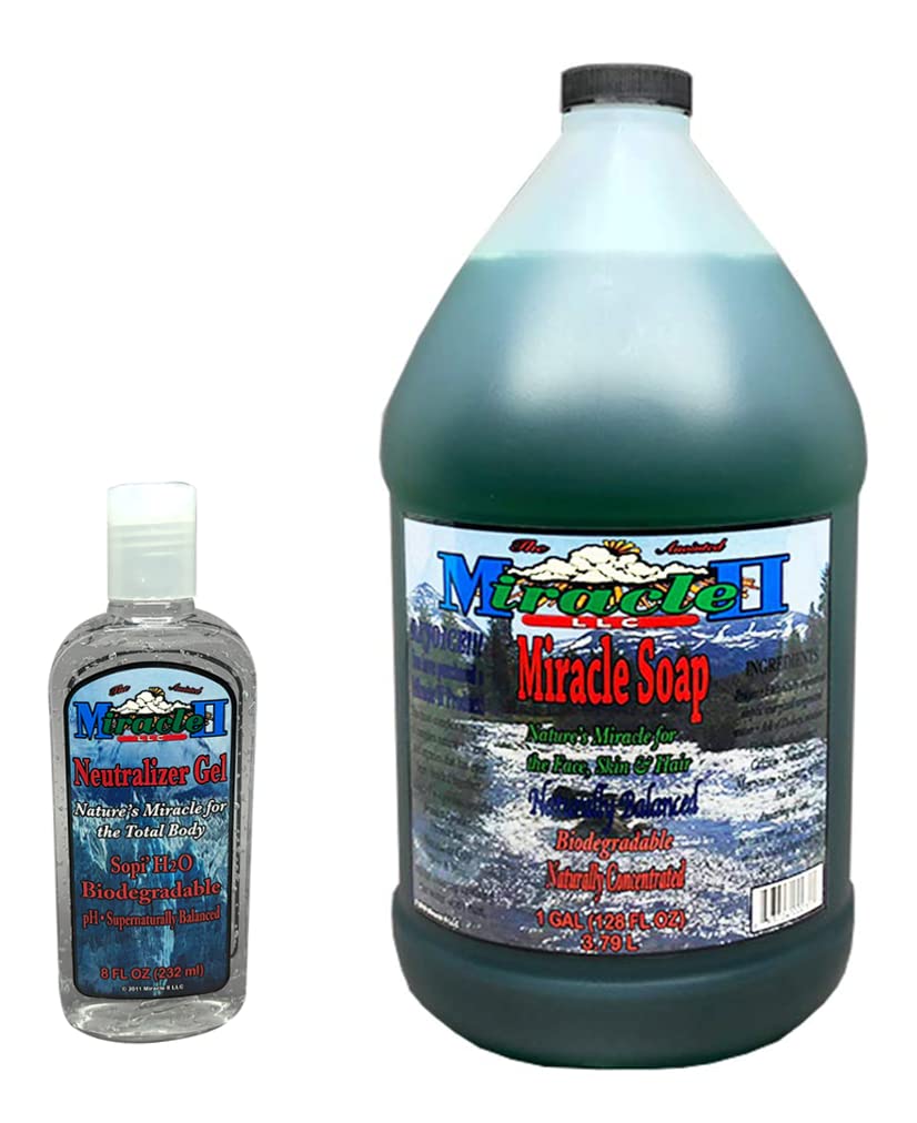 Miracle II Regular Soap - 1 Gallon with 8oz Gel | Natural Cleansing Soap for Home, Skin & Hair Care | Perfect for Household Cleaning, Personal Hygiene & Travel