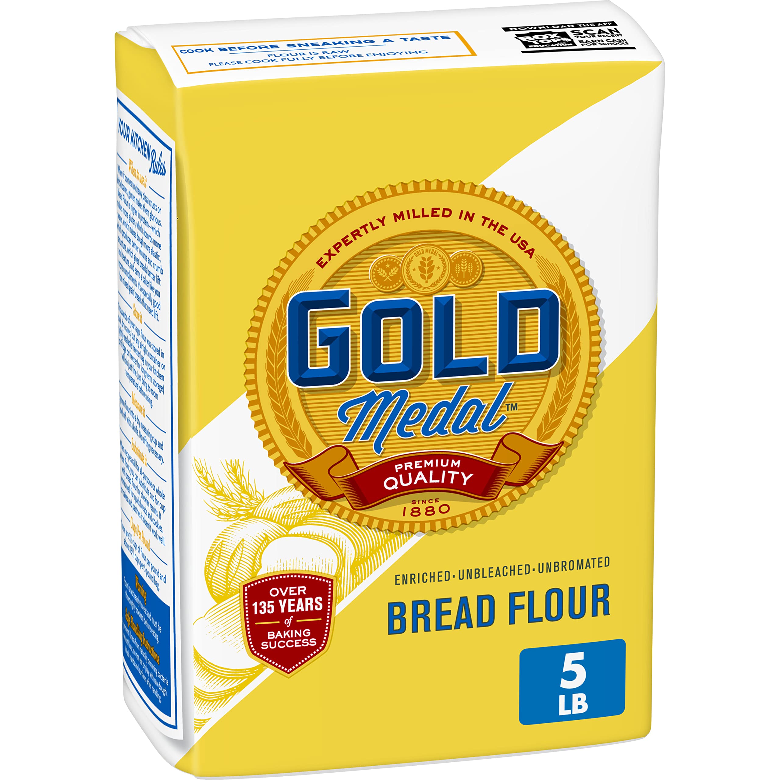 Premium Unbleached Bread Flour - Gold Medal Quality, 5 lb Bag | Perfect for Artisan Bread, Pizza Dough & Homemade Pastries