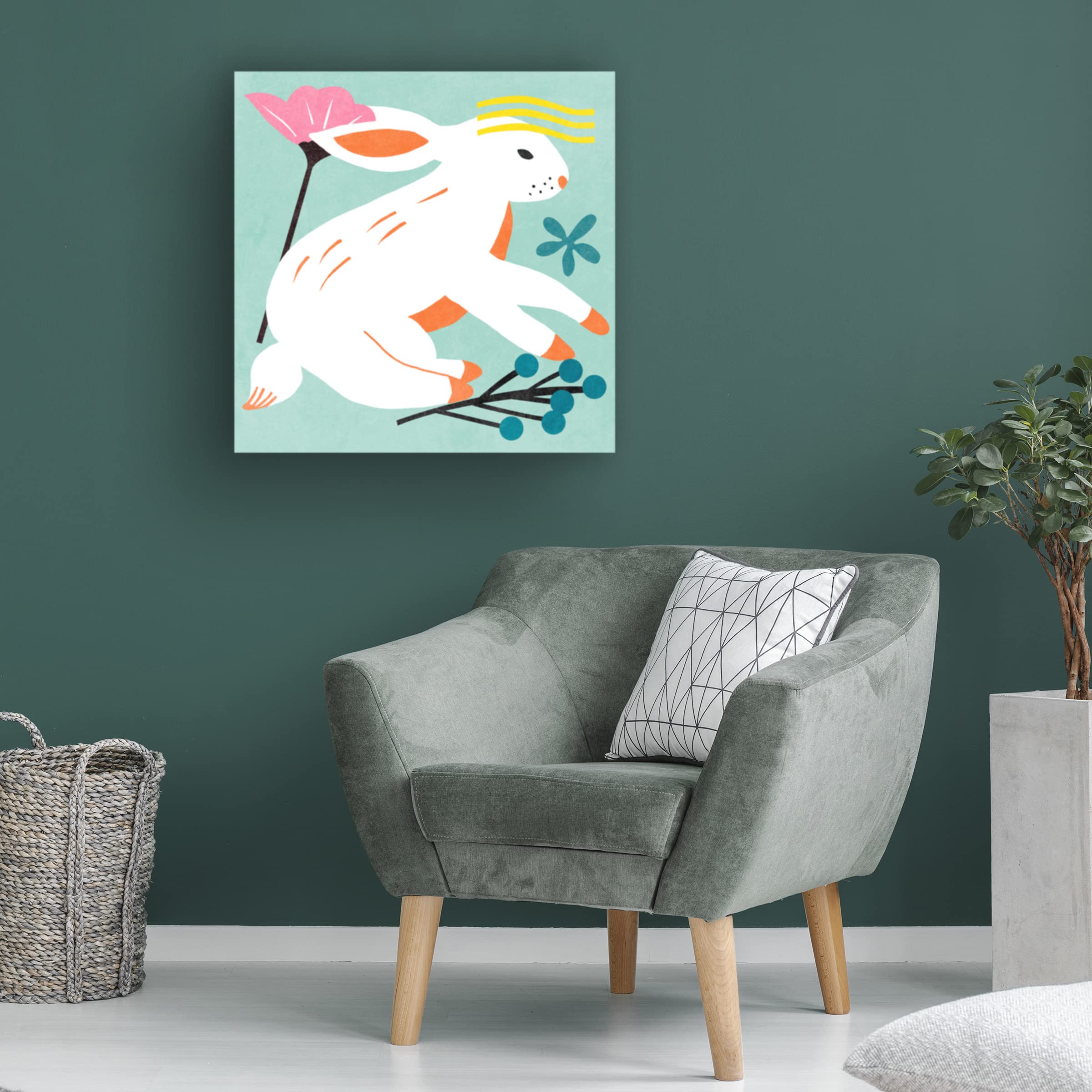 Trademark Fine Art 'Easter Bunnies III' Canvas Wall Art Print by Melissa Wang - 24x24 Inches, Easter Home Decor, Spring Living Room Decor, Holiday Gift Idea