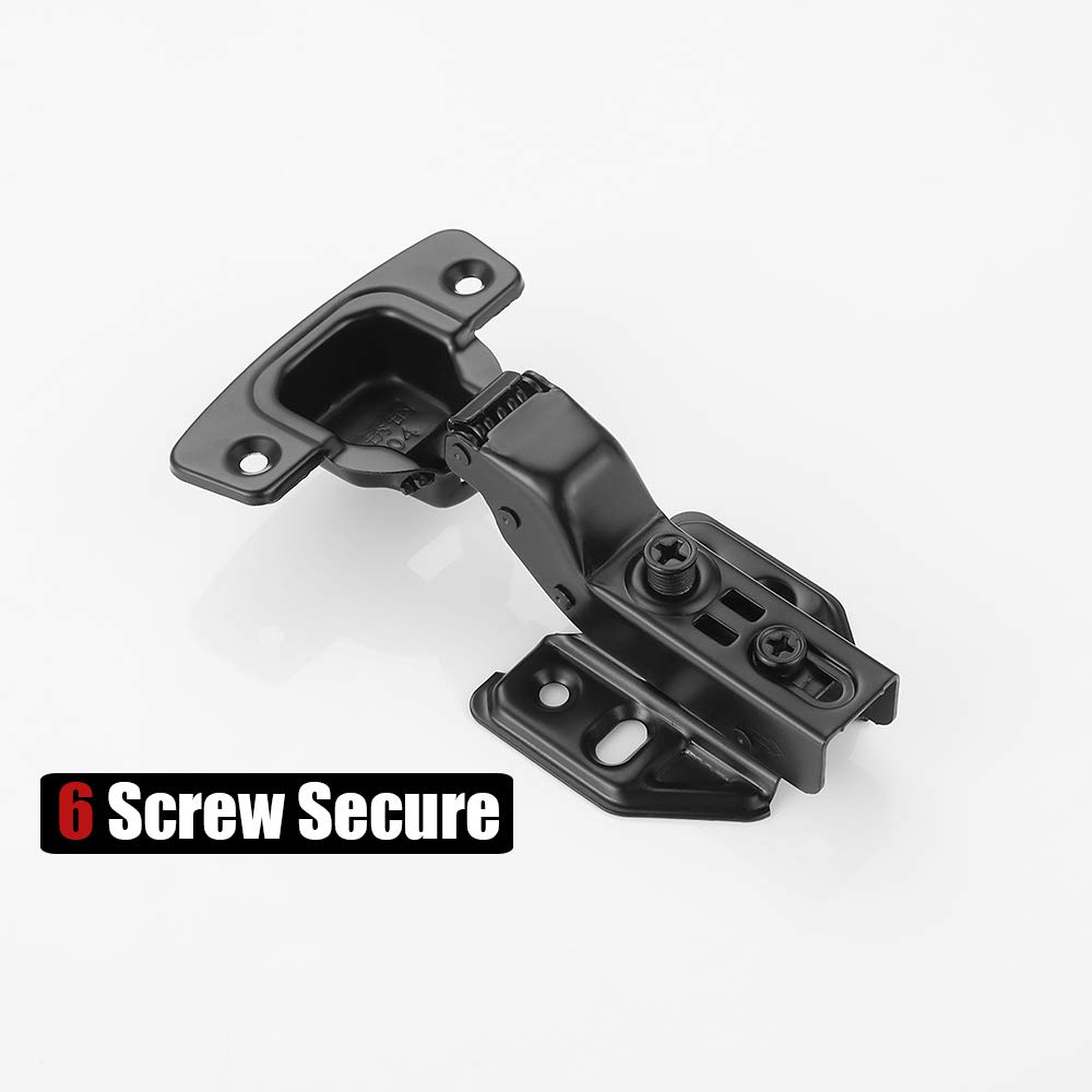 Soft Close Cabinet Hinges 100° Black - 4 Pack Stainless Steel Frameless Cabinet Door Hinges with Bumper, Matte Black Finish (CH102-PB-P4) - Perfect for Kitchen Cabinets, Bathroom Vanities & Wardrobe Doors