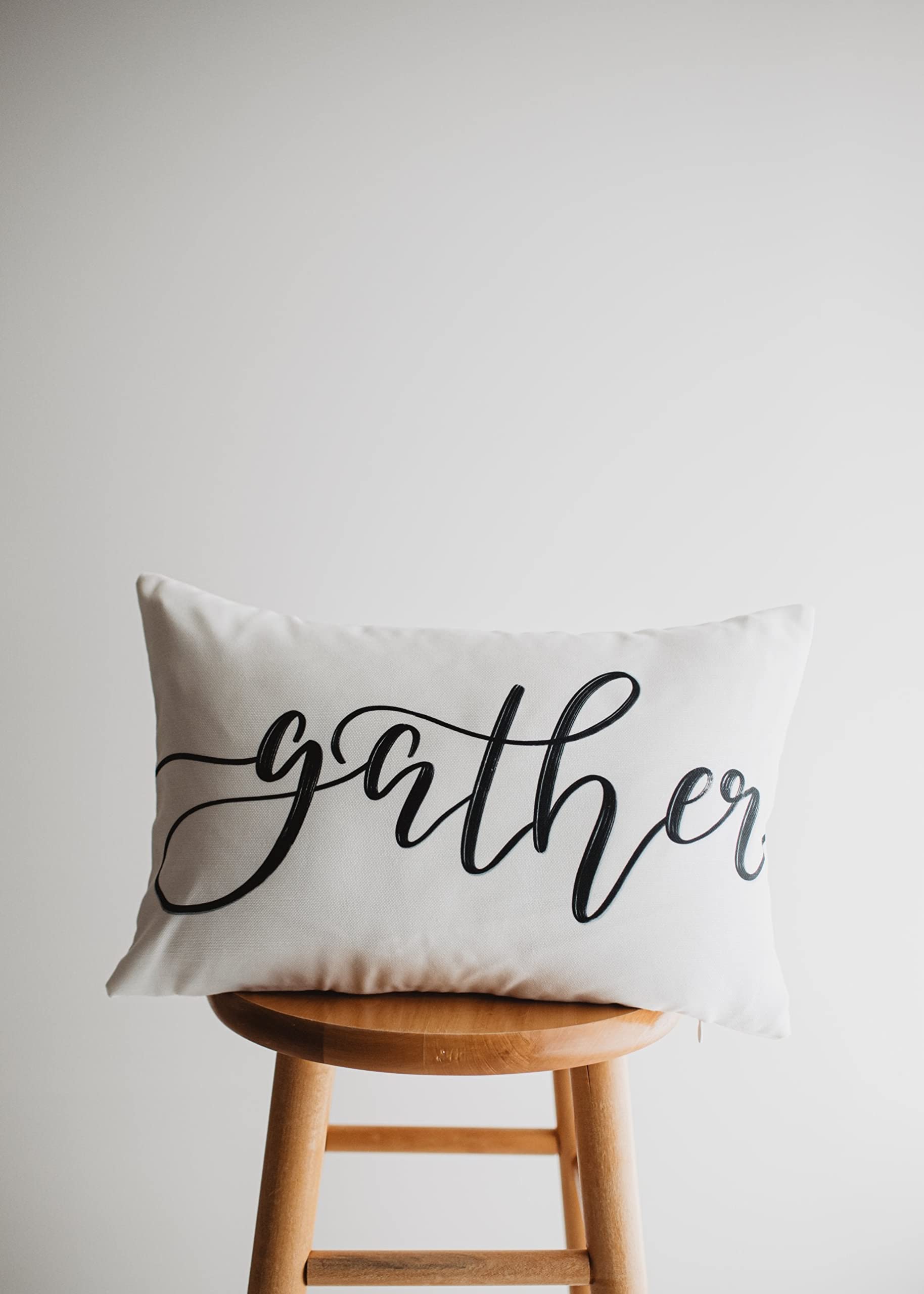 Gather Lumbar Pillow Cover 18x12 Inches - Primitive & Fall Home Decor for Sofa, Bedroom, Living Room - Cozy Decorative Throw Pillow Gift for Women
