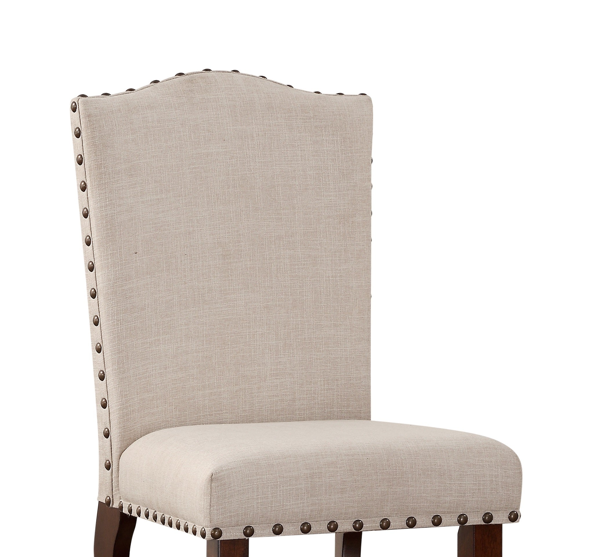 Classic Cream Upholstered Cushion Dining Chairs Set of 2 - Counter Height with Nailhead Trim & Solid Wood Legs - Perfect for Kitchen Island, Breakfast Nook & Small Dining Spaces