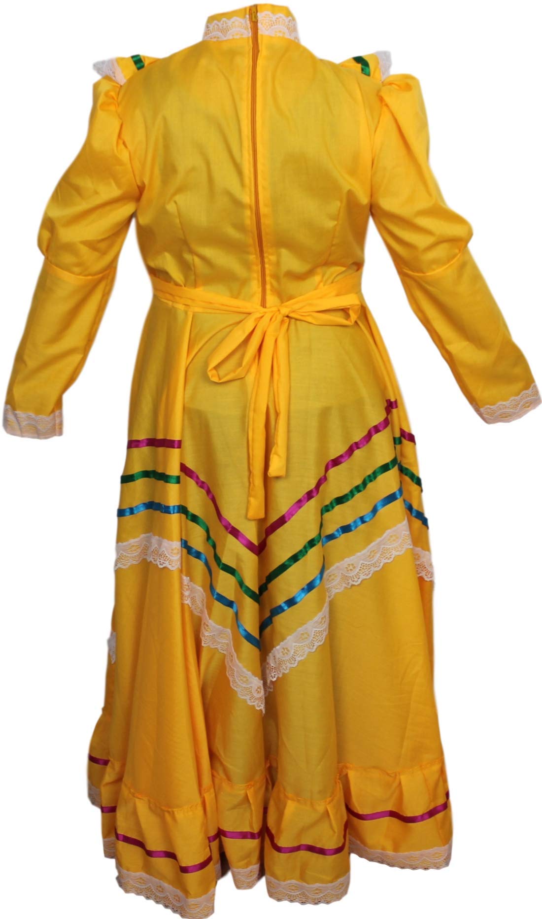 Authentic Mexican Jalisco Dress - Traditional Folklorico Costume for Women (Size S, Vibrant Yellow) | Perfect for Cinco de Mayo, Fiesta, Dance Performances & Cultural Events