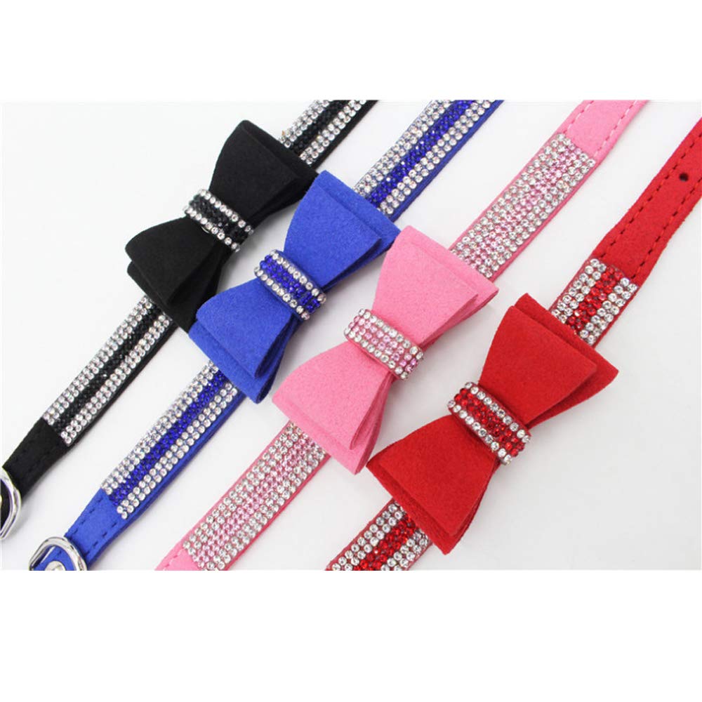 Sparkly Rhinestone Dog Collar with Bowtie - Adjustable Pet Collar for Small, Medium & Large Dogs, Cats & Puppies - Elegant Bling Crystal Jewelry for Female Pets - Perfect for Parties, Weddings & Special Occasions