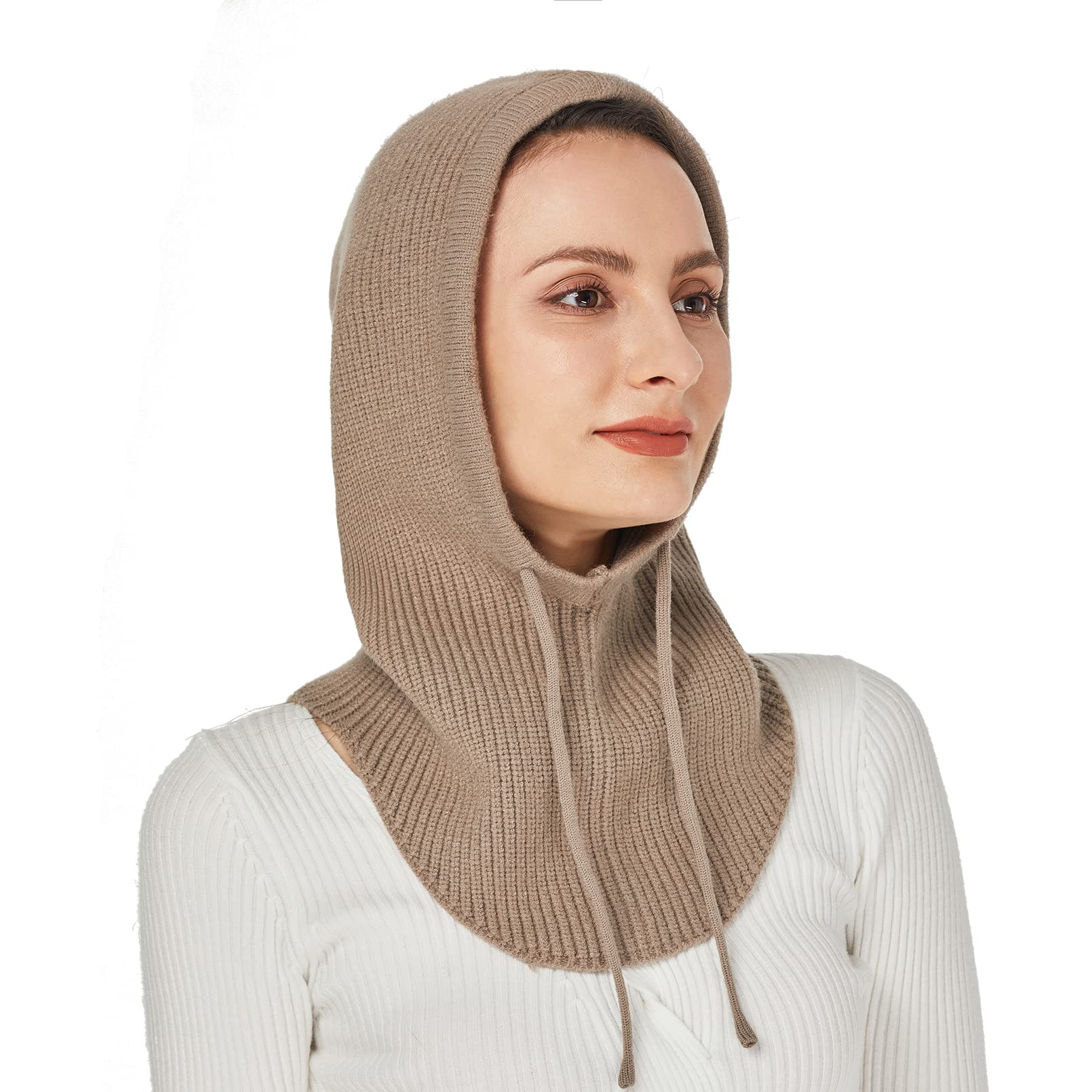 Facecozy Winter Hats for Women & Men - Wool Blend Hooded Scarf, Balaclava, Knit Skull Cap Beanie & Neck Gaiter - Warm Cold Weather Accessories for Skiing, Snowboarding & Outdoor Activities