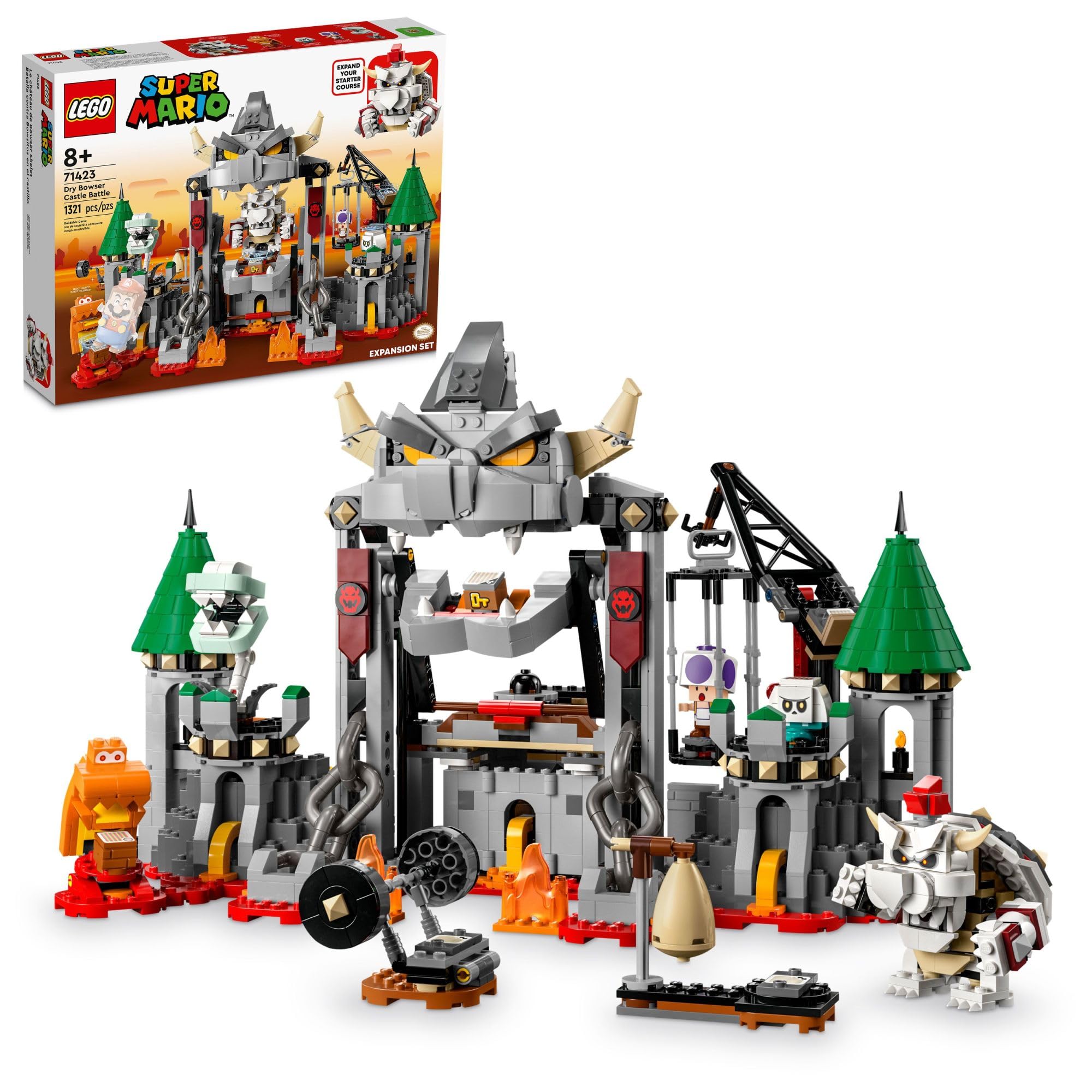LEGO Super Mario Dry Bowser Castle Battle Expansion Set 71423 - Interactive Building Toy with Bowser & 4 Character Figures - Collectible Playset for Kids Ages 8+ - Perfect for Creative Play, Birthday Gifts & Mario Fans Collection