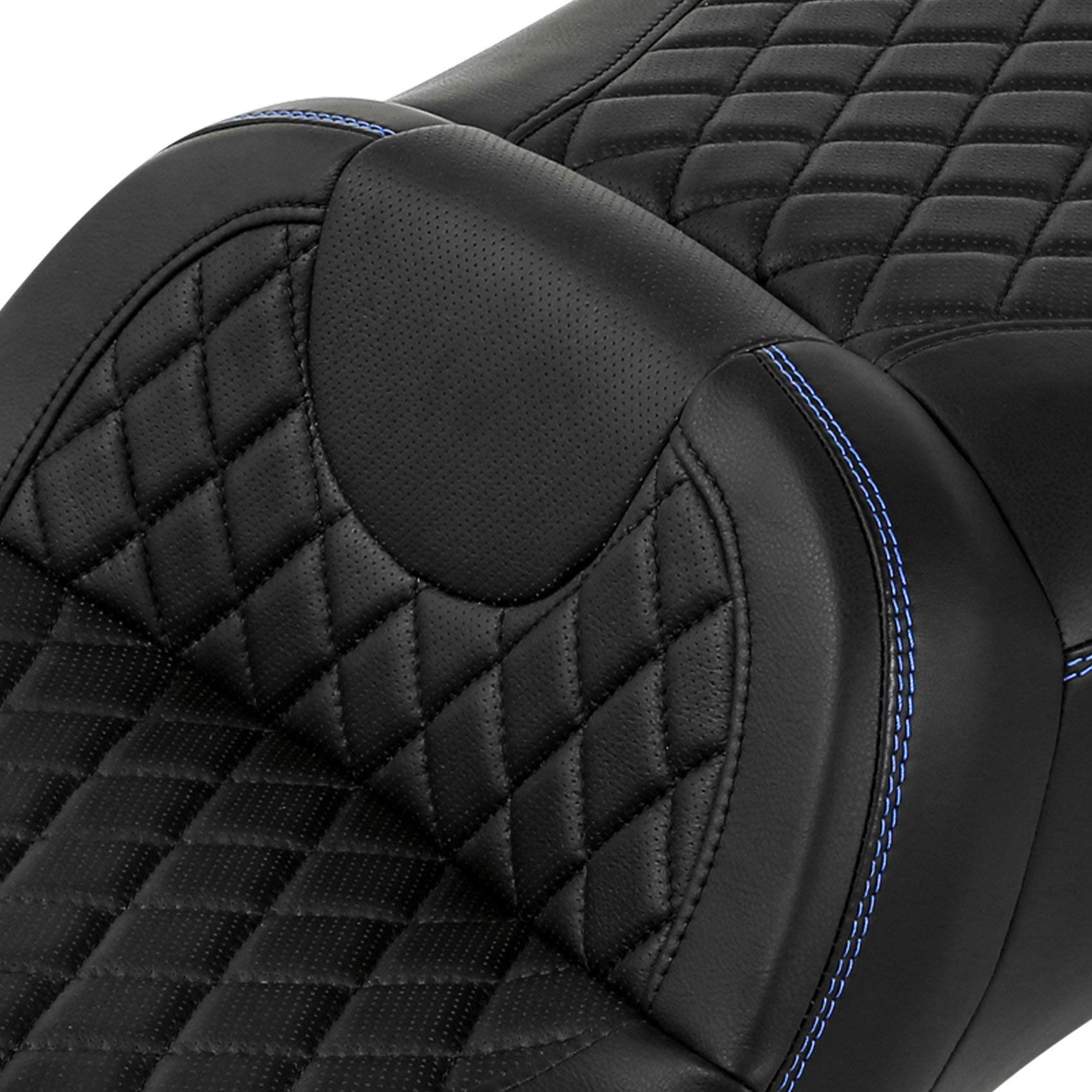 Premium Diamond Stitched 2-Up One-Piece Seat for Harley Touring Models (Road King FLHR, Street Glide FLHX, Road Glide FLTRX) 2009-2023 - Comfortable Rider & Passenger Seat for Long Distance Cruising & Custom Bike Upgrades