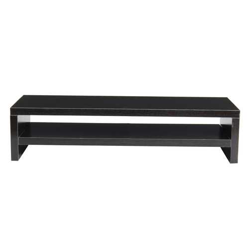 Black & White Wooden Monitor Stand Riser - Adjustable Desktop Shelf for Computer Monitors & Laptops - Perfect for Home Office & Workspace Organization