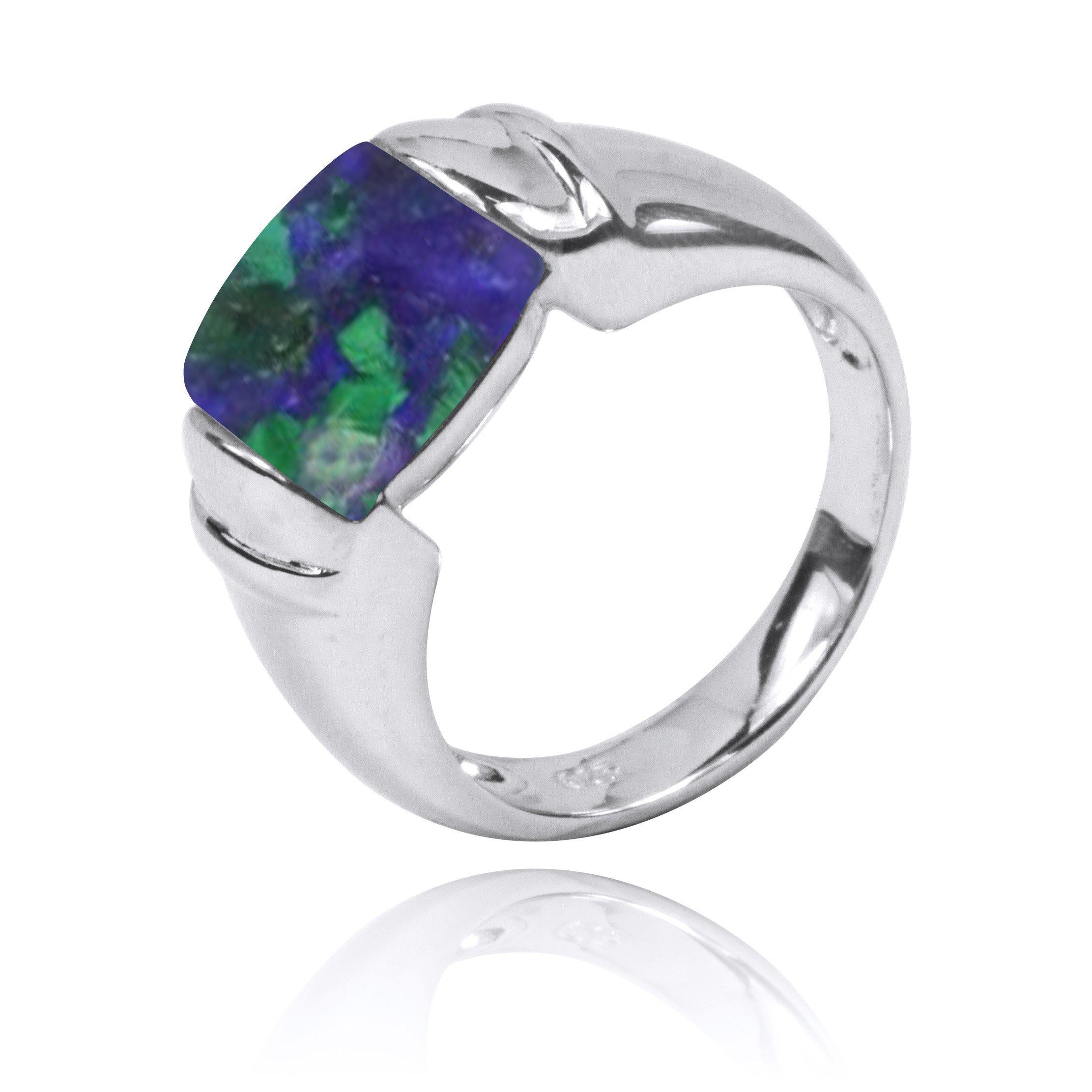 Azurite Malachite Gemstone Ring - Handmade Sterling Silver Jewelry for Women | Perfect for Boho Fashion, Spiritual Healing & Gift Giving