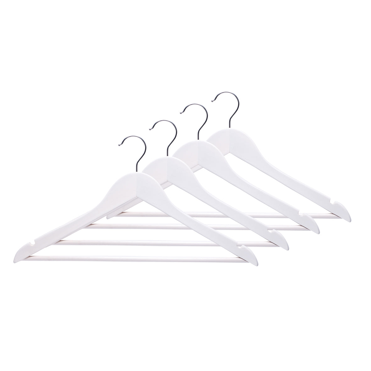 Premium Wooden Clothes Hangers Set of 4 - White for Wardrobe & Closet Organization - Perfect for Dresses, Coats, and Delicate Garments