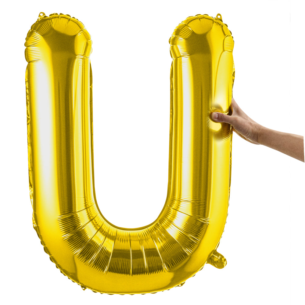 Balloonify Gold Mylar Letter U Balloon - 40 Inch Large Foil Alphabet Balloon for Birthday Party Decorations, Wedding, Baby Shower & Graduation Events - 1 Count Box
