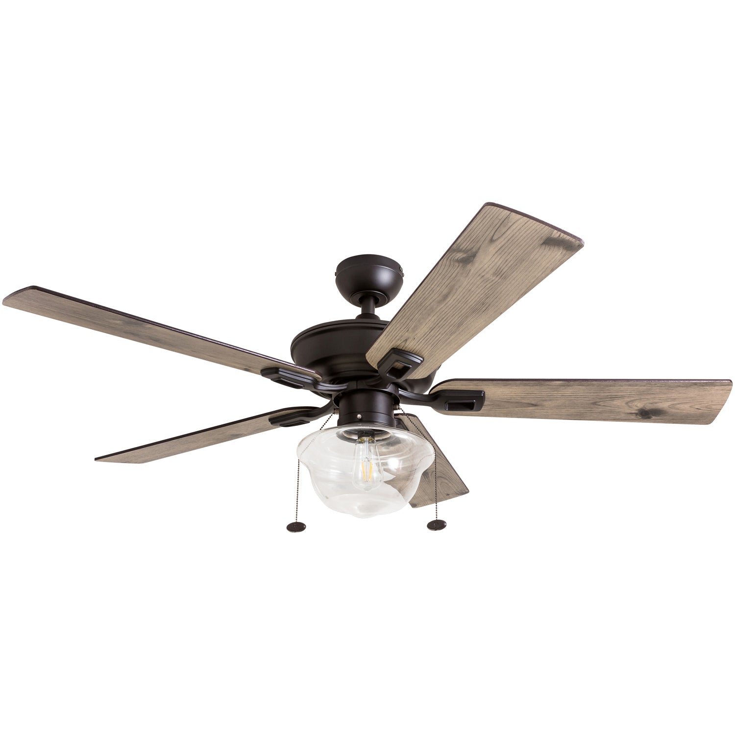 52 Inch Bronze Indoor/Outdoor Ceiling Fan with Pull Chain - Perfect for Living Rooms, Bedrooms, and Covered Patios