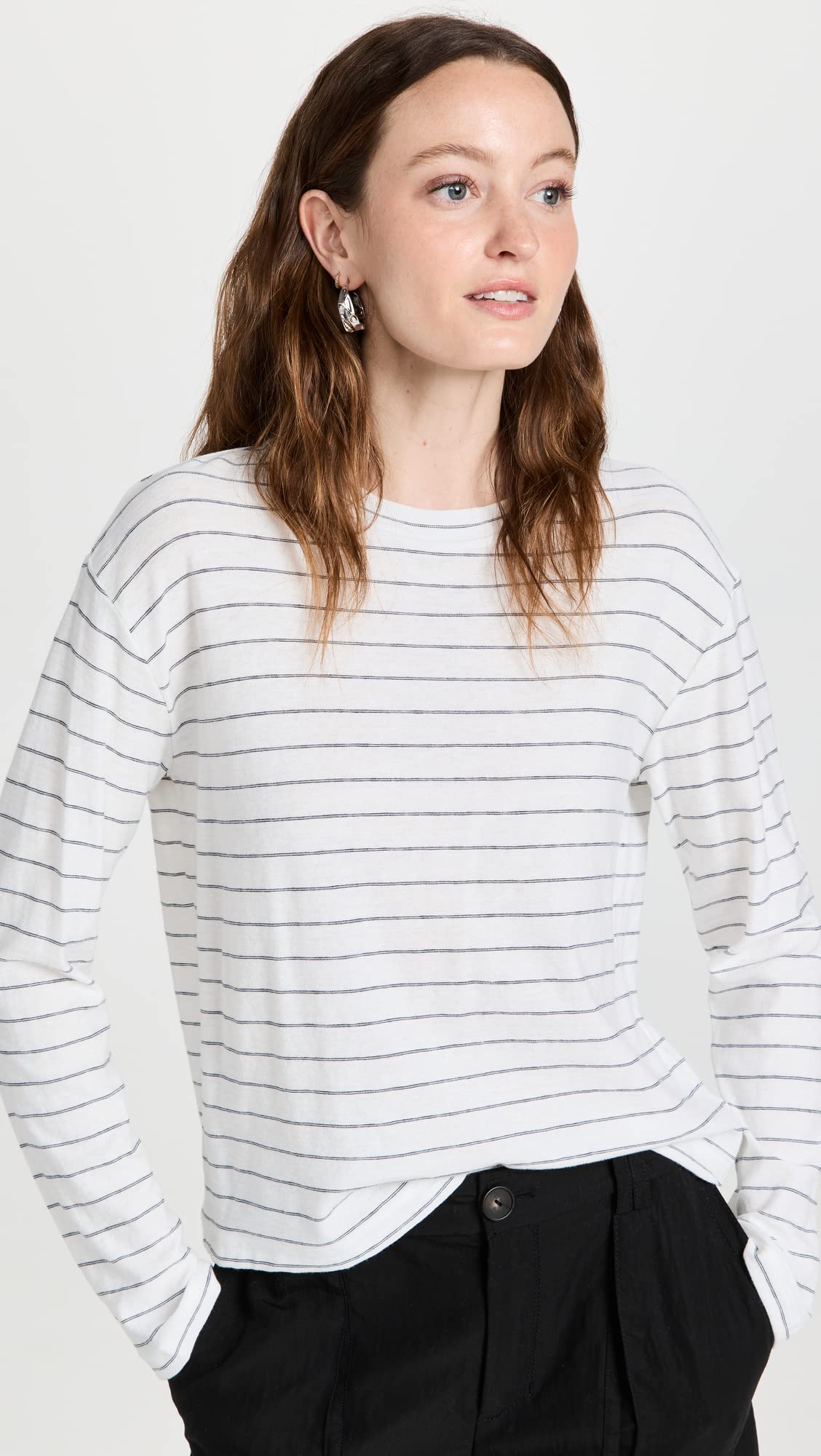 Vince Women's Striped Long Sleeve Pullover Sweater - Casual Knit Top for Fall & Winter, Perfect for Office, Date Night and Weekend Outings