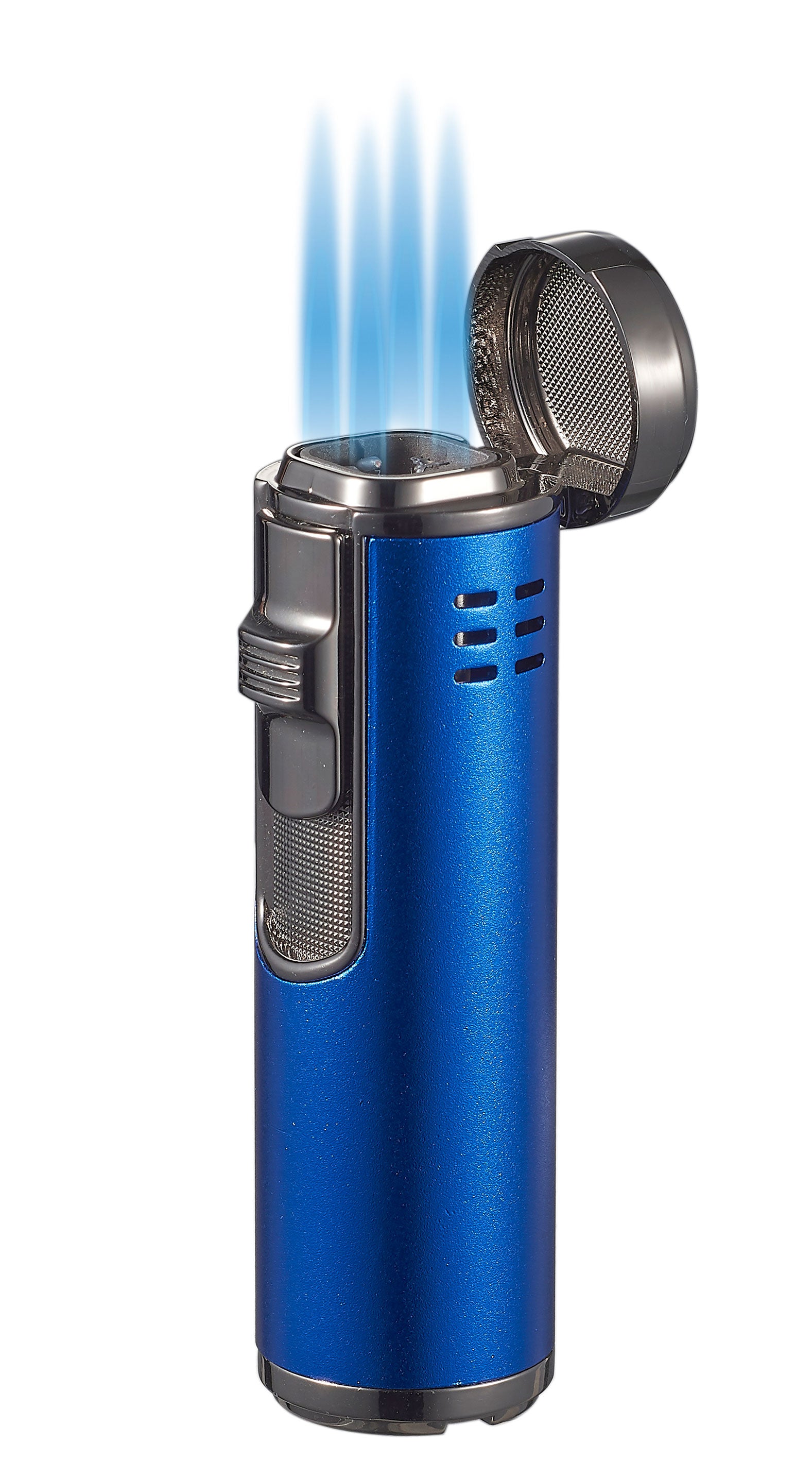 Visol Palisade Quad Flame Butane Cigar Lighter - Windproof Jet Torch Lighter for Cigars, Cigarettes & Outdoor Use (Blue) - Perfect for Smoking, Camping & BBQ Accessories
