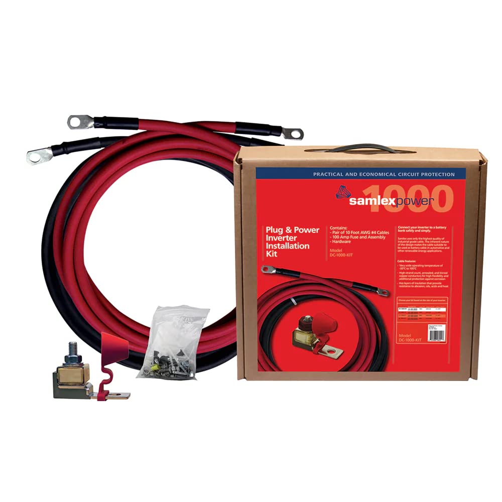 Samlex Solar DC-1000-KIT 1000W Pure Sine Wave Power Inverter Kit with Installation Accessories | for RVs, Boats, Off-Grid Homes & Emergency Backup Power