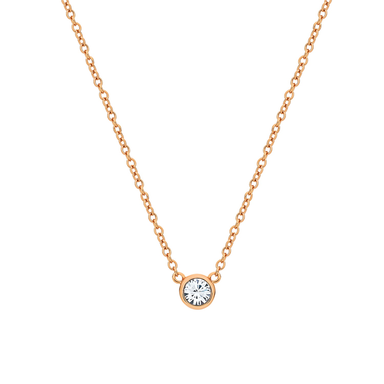 Rose Gold Cubic Zirconia Necklace for Women - Elegant Minimalist Pendant Jewelry for Everyday Wear & Special Occasions